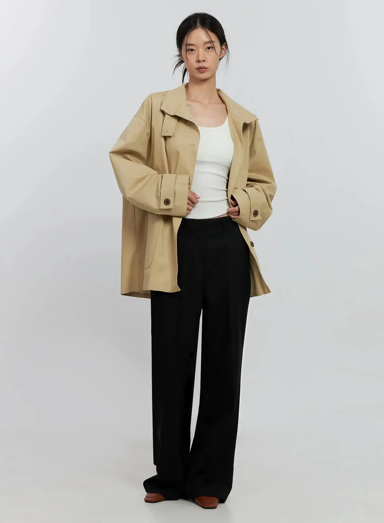 Classic Short Trench Jacket IS516 - Image 11