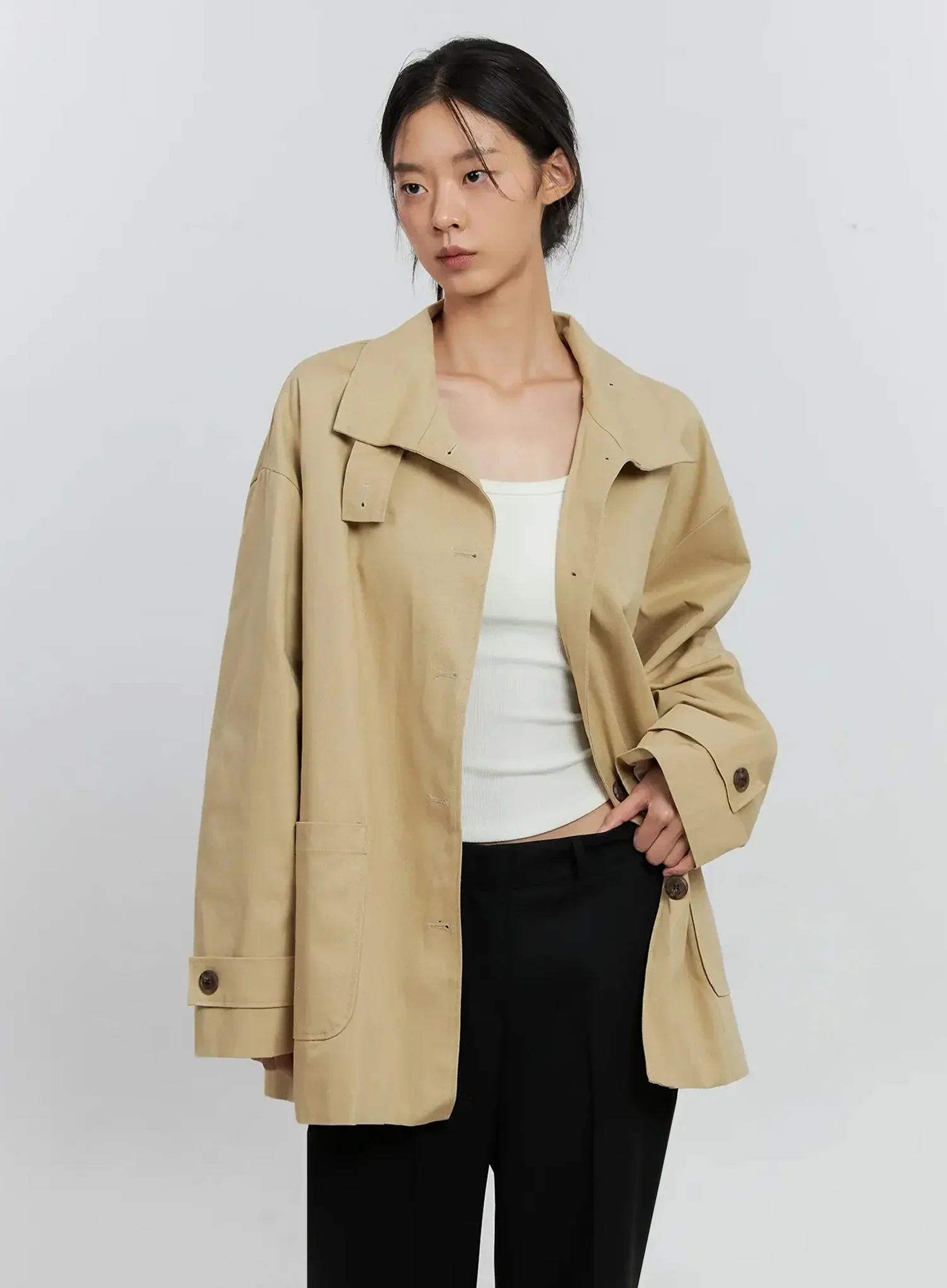 Classic Short Trench Jacket IS516 - Image 4