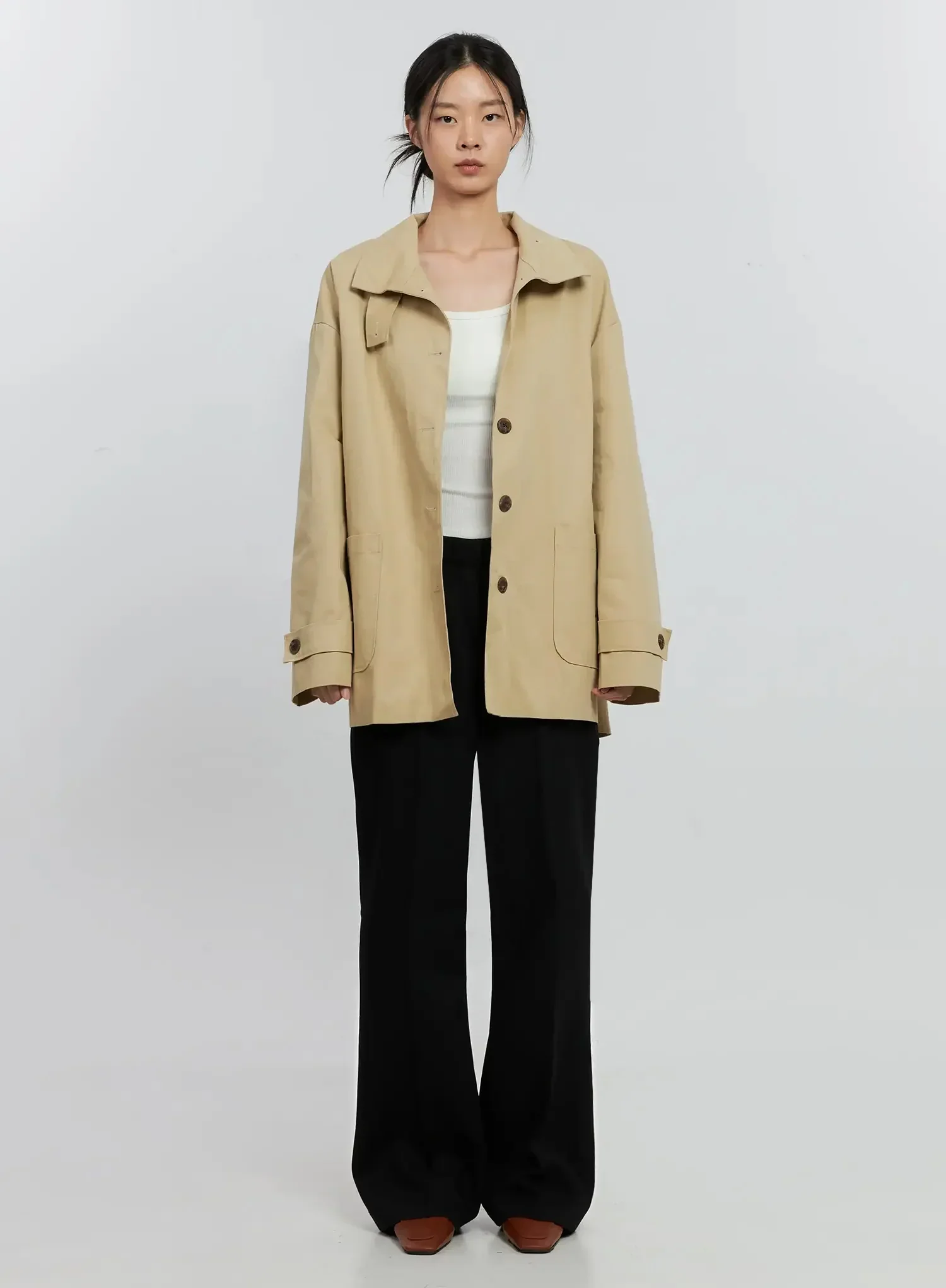 Classic Short Trench Jacket IS516 - Image 7