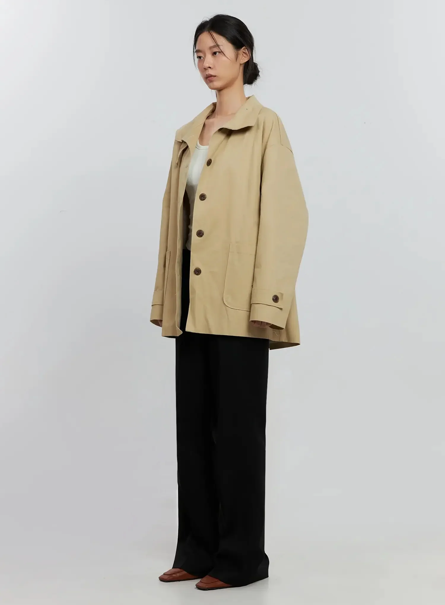 Classic Short Trench Jacket IS516 - Image 8