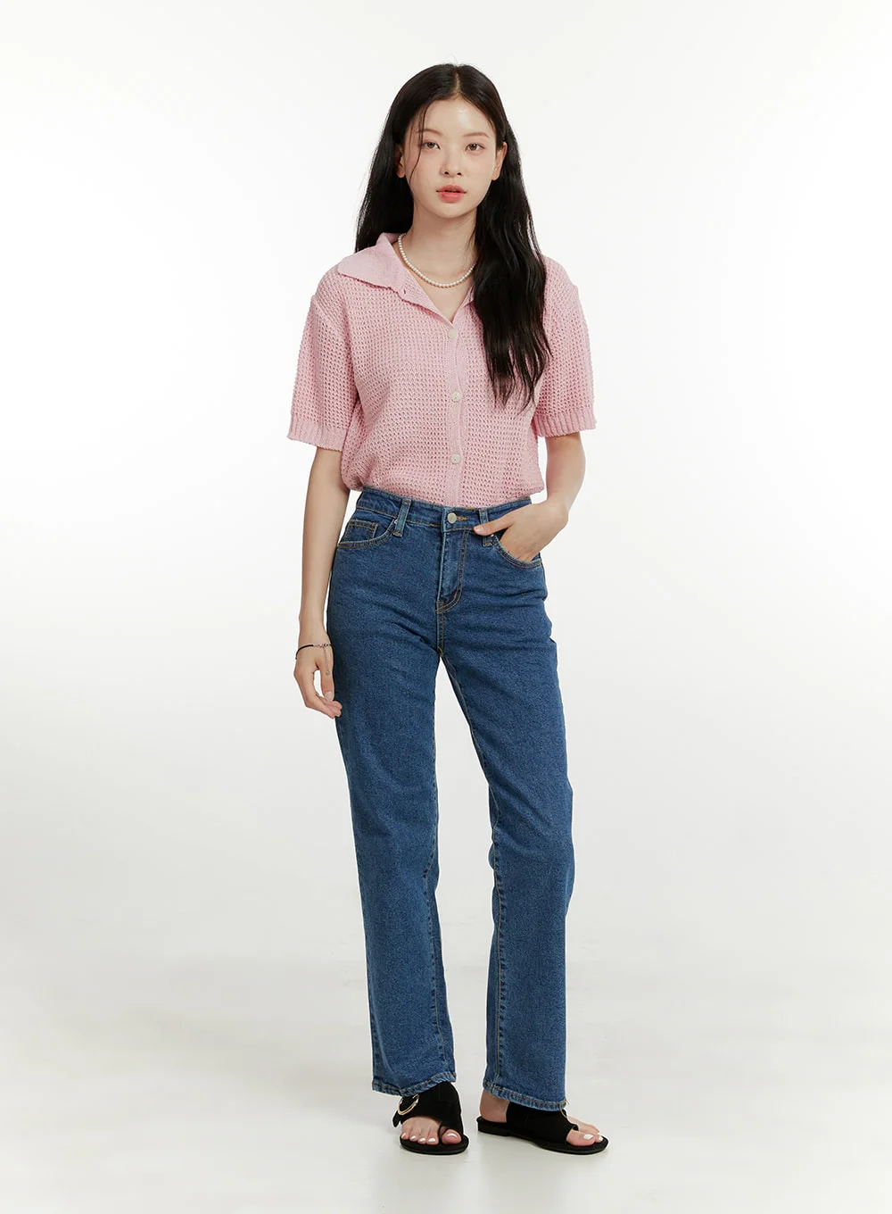 Classic Straight Leg Denim Jeans OU419 - Image 6