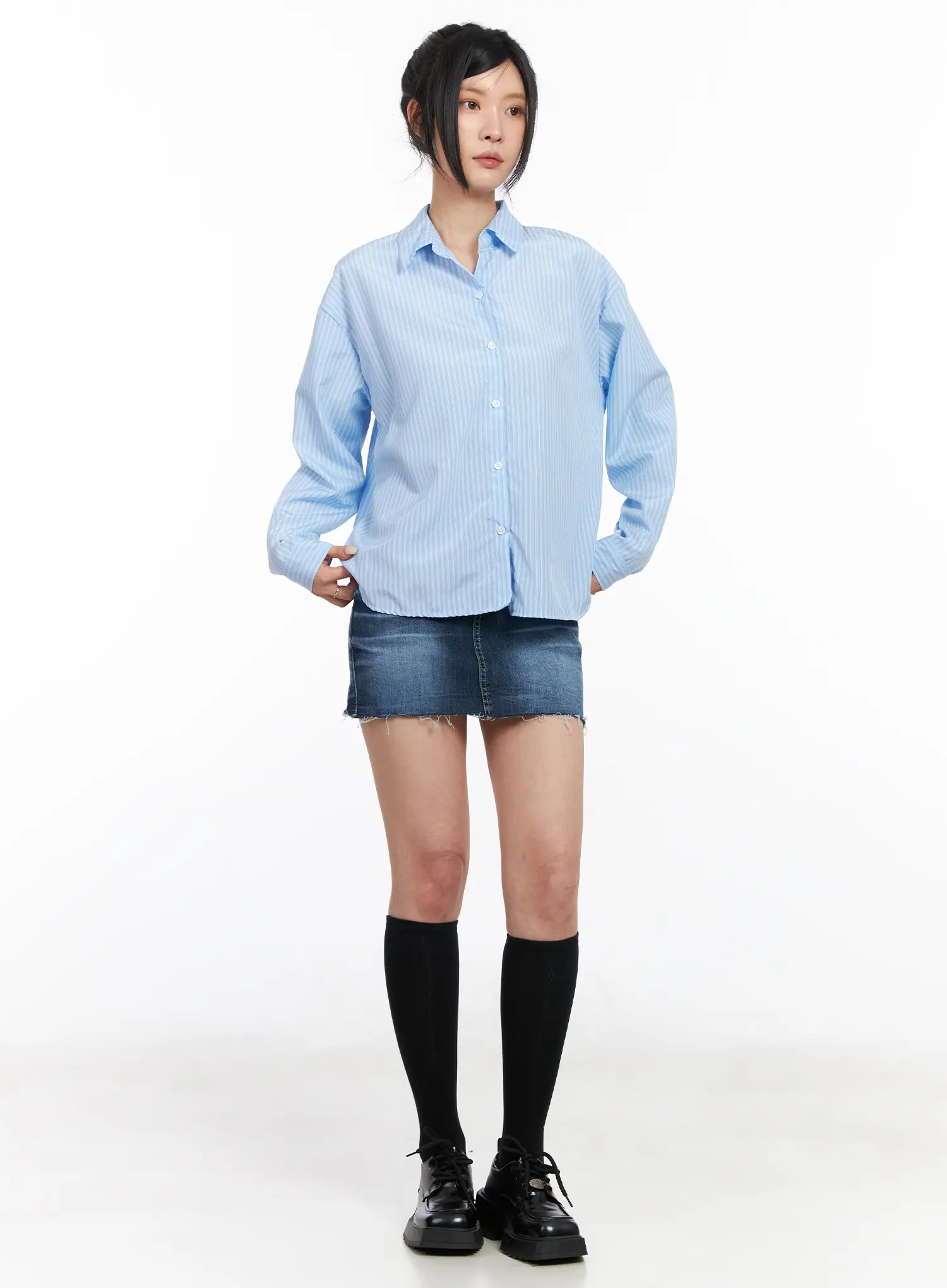 Classic Striped Button-Up Shirt CM516 - Image 6