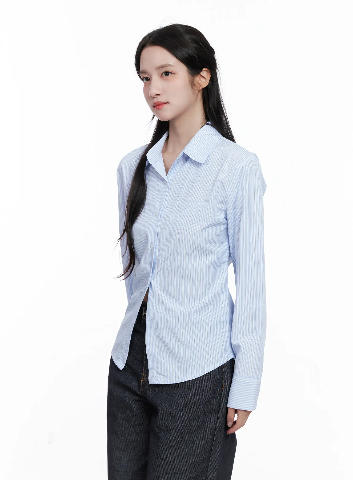 Classic Striped Button-Up Shirt CS519 - Image 3