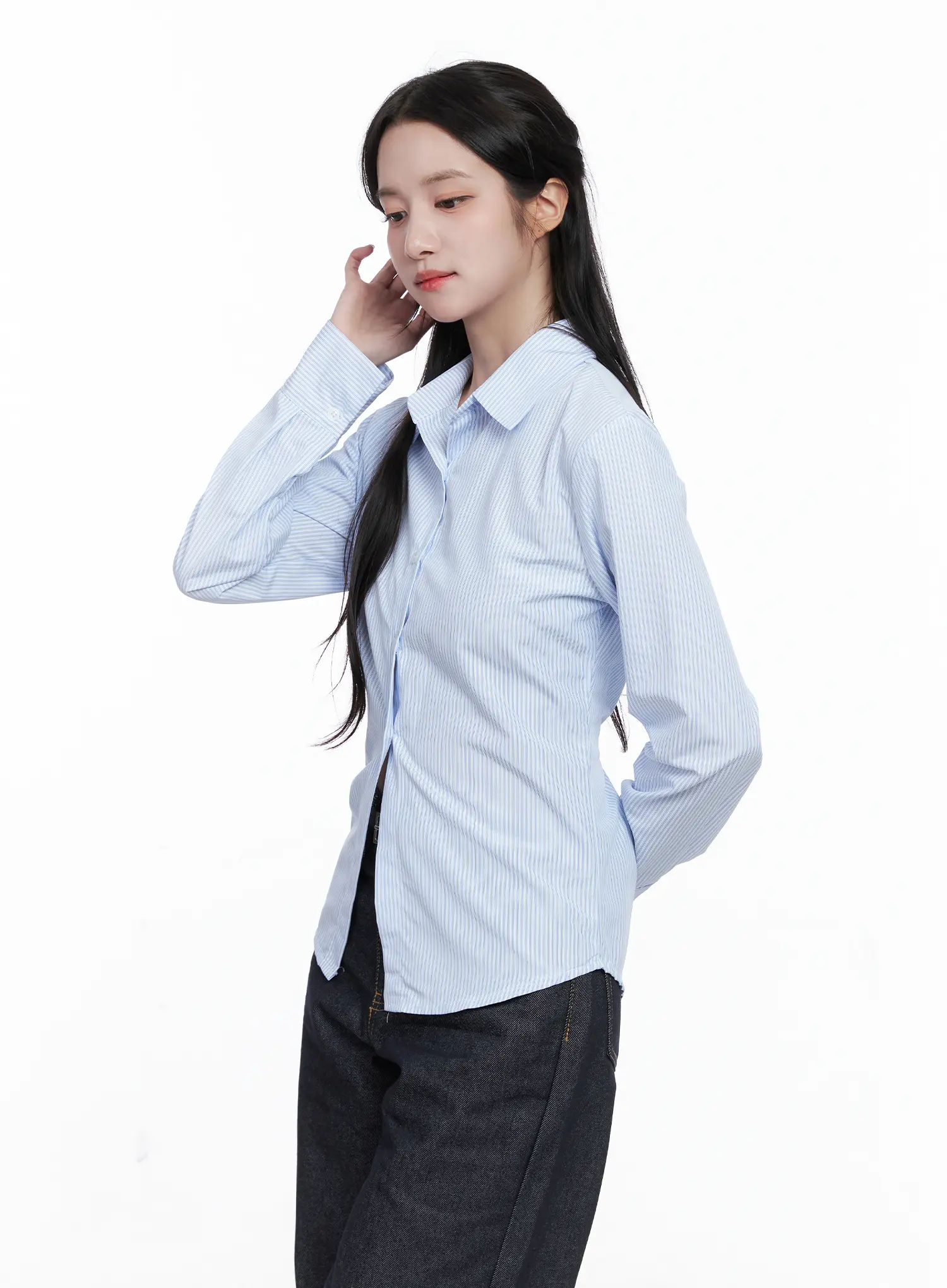Classic Striped Button-Up Shirt CS519 - Image 4