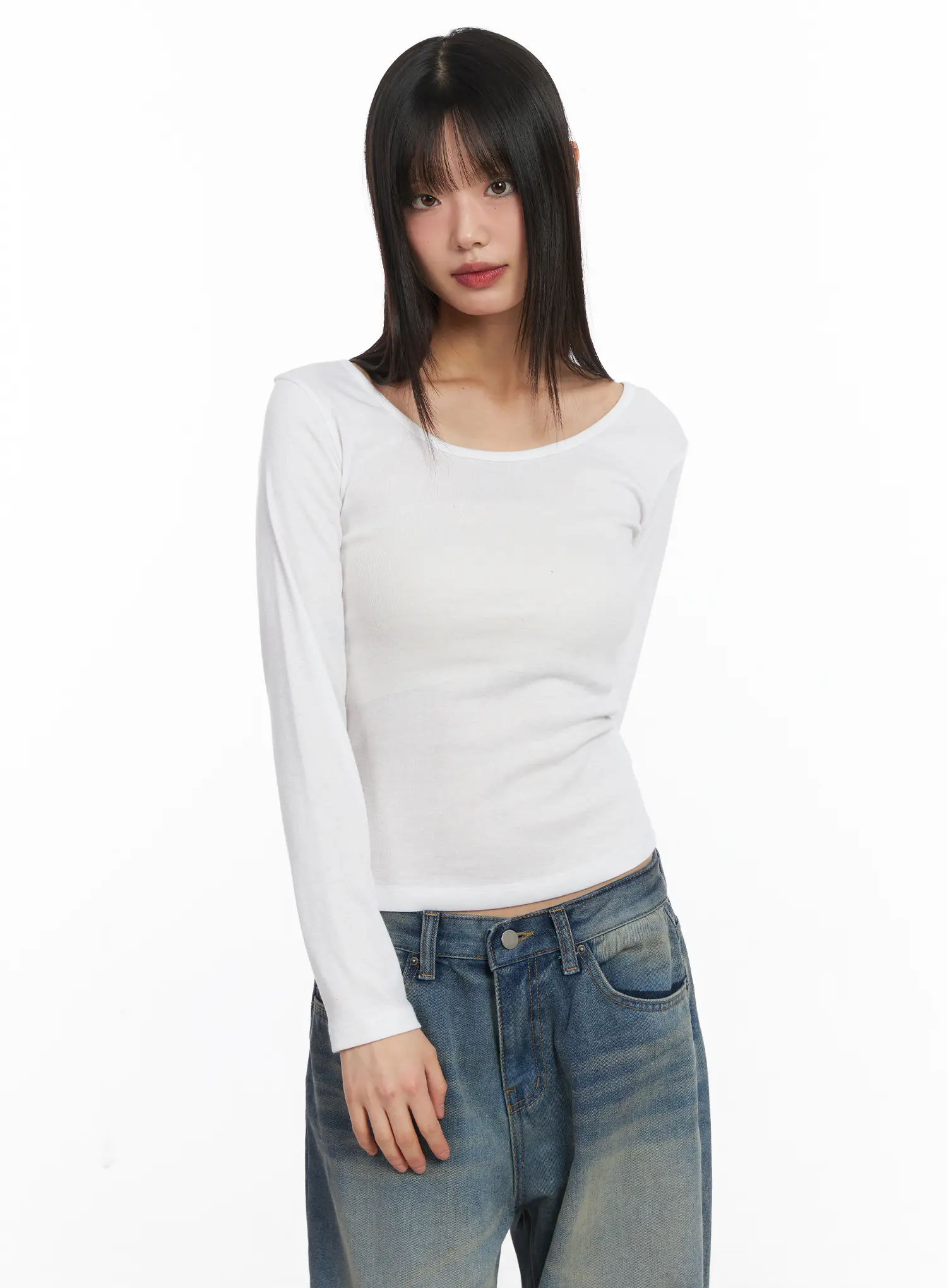 Classic U-Neck Long Sleeve Top CD518