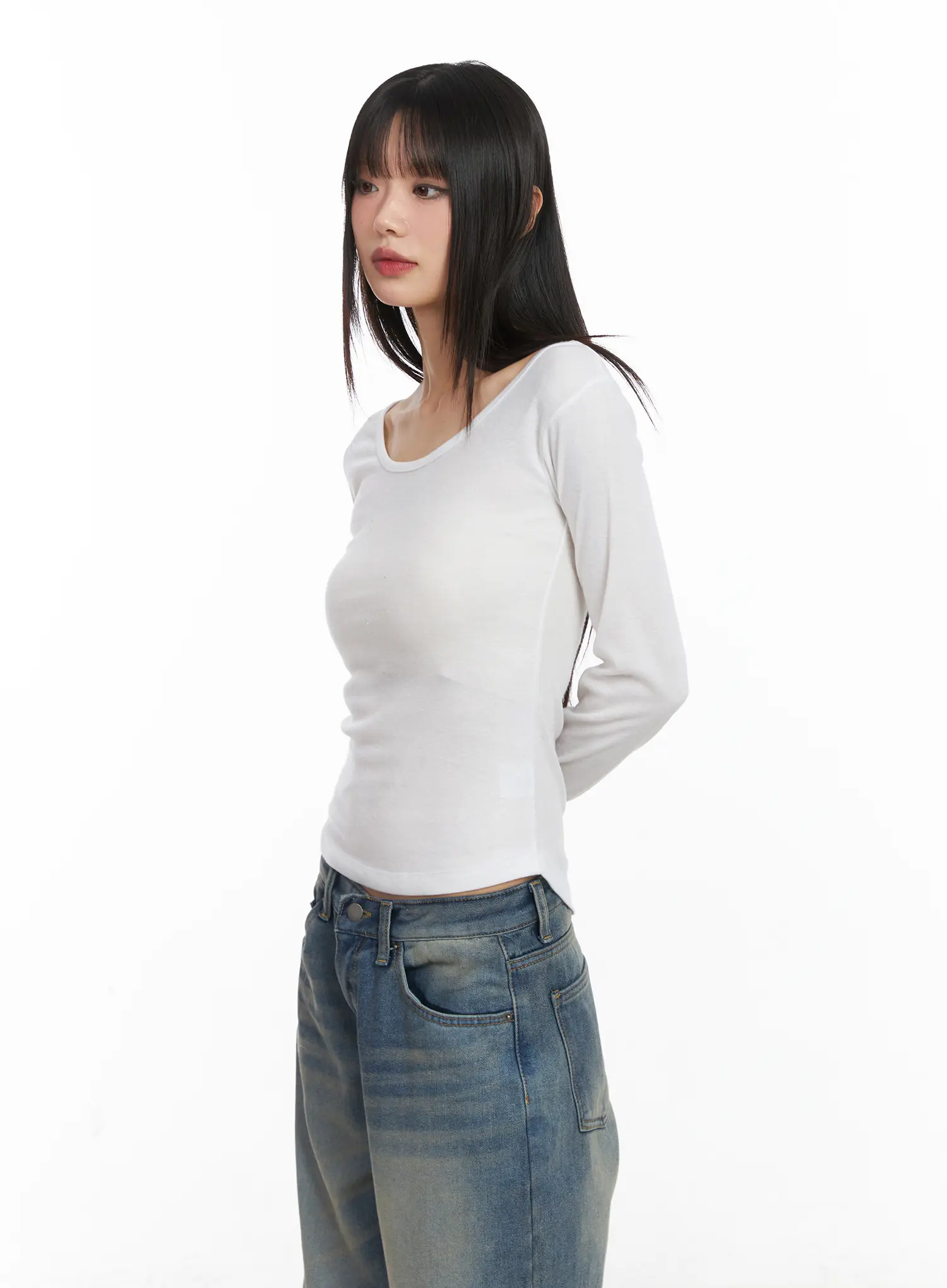 Classic U-Neck Long Sleeve Top CD518 - Image 5
