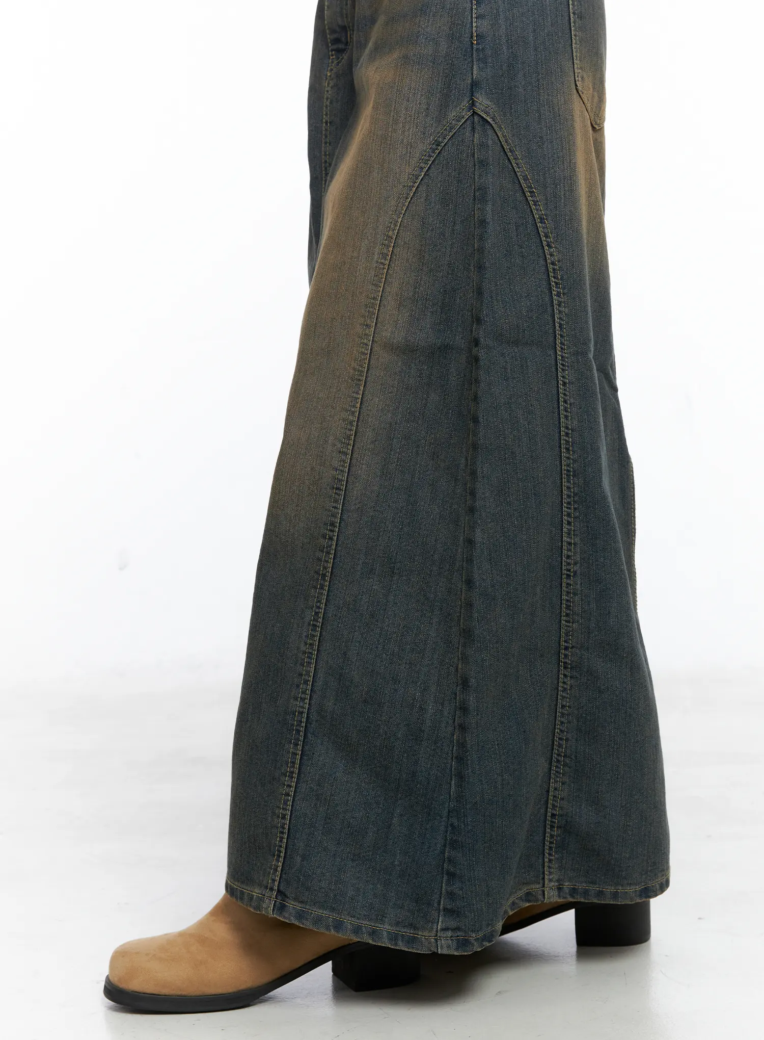 Clay Wash Denim Maxi Skirt CS503 - Image 3
