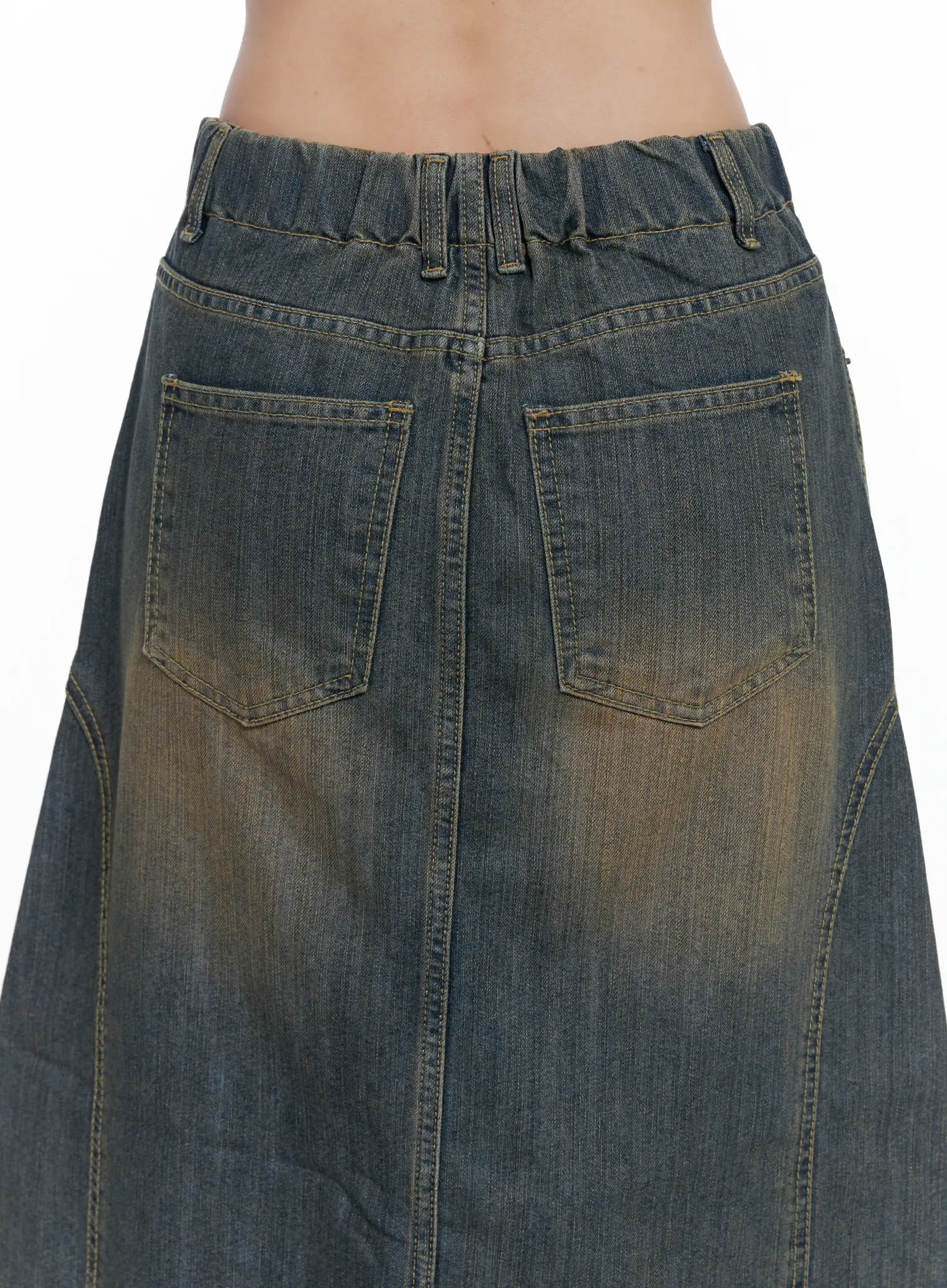 Clay Wash Denim Maxi Skirt CS503 - Image 6