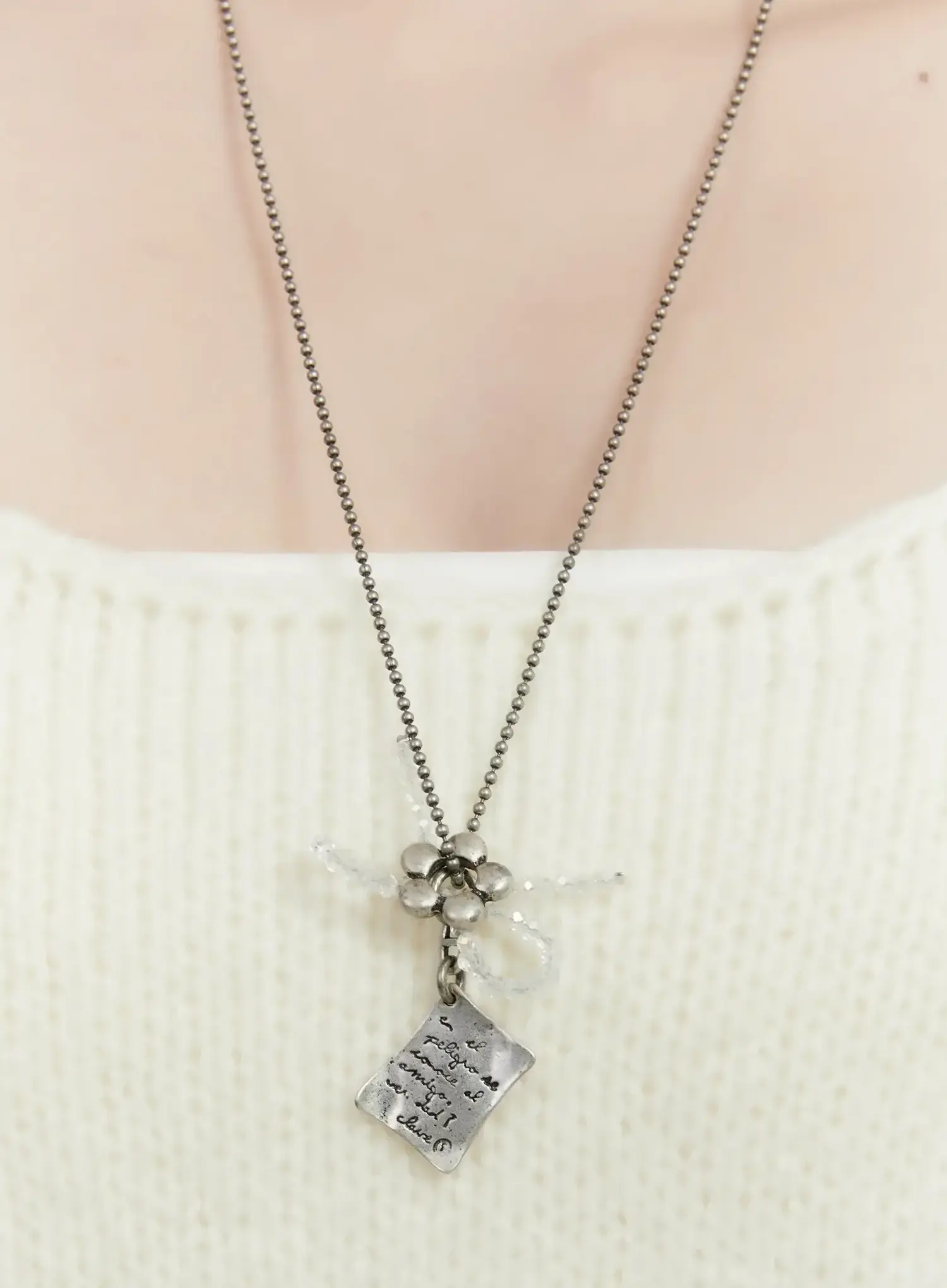 Clear Ribbon Necklace ID529