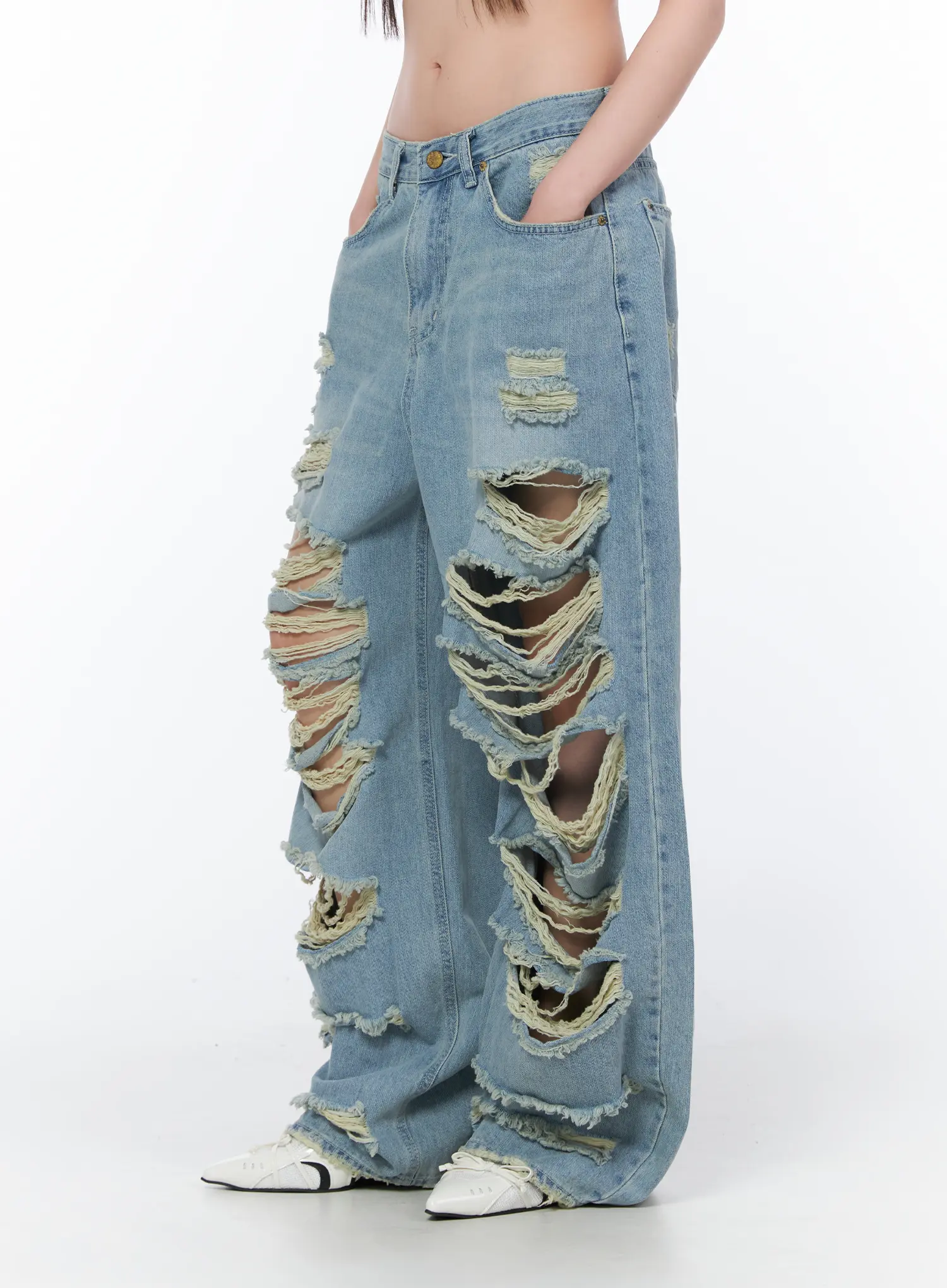 Clementine Distressed Wide Leg Jeans CA528 - Image 5