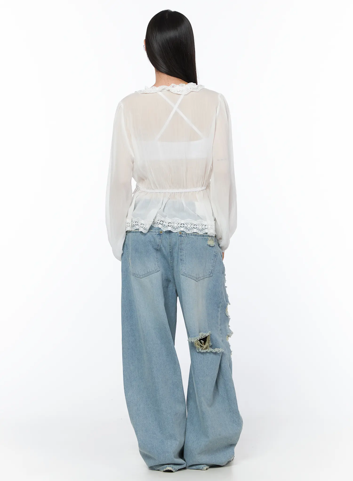 Clementine Distressed Wide Leg Jeans CA528 - Image 8