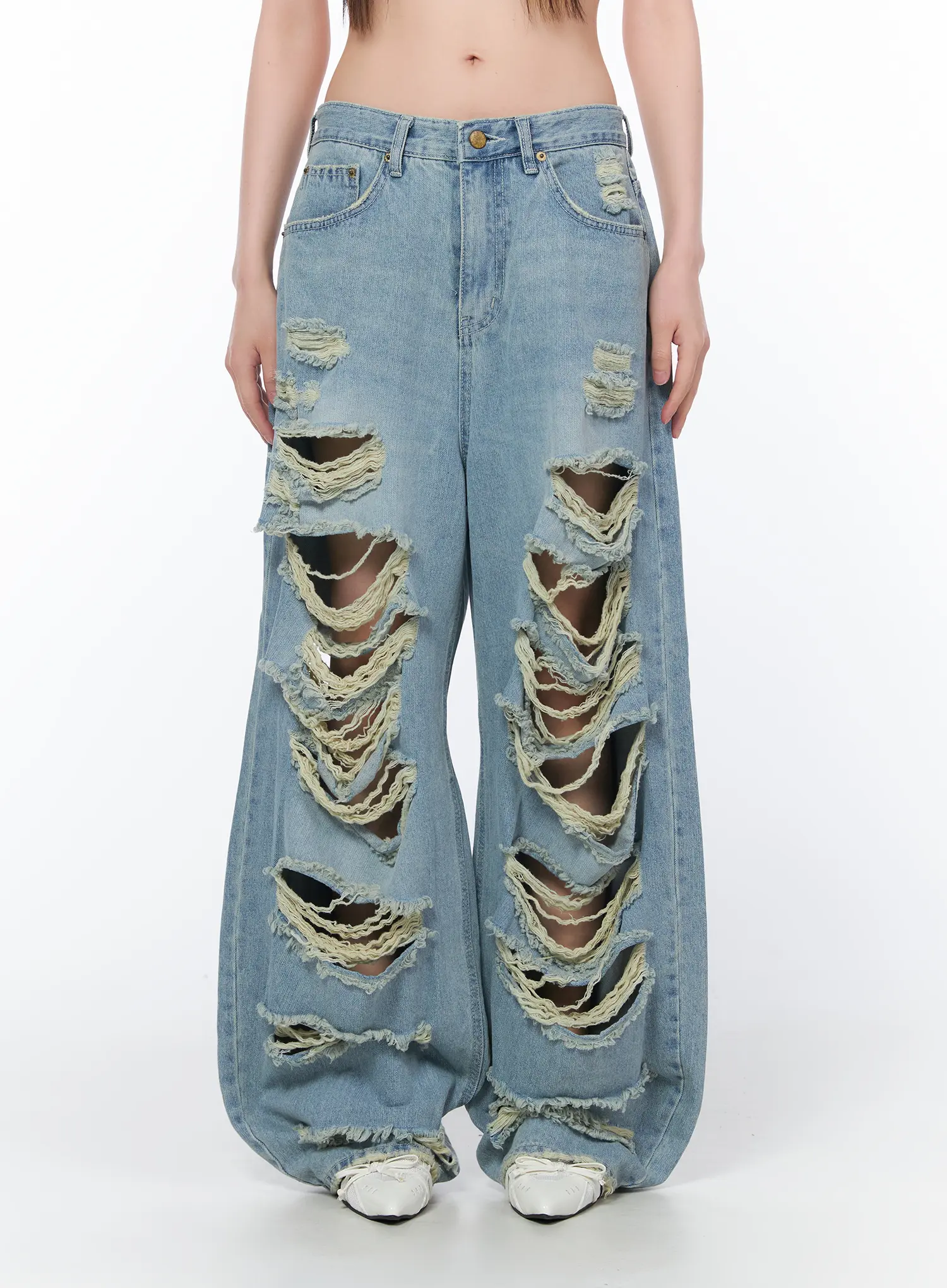 Clementine Distressed Wide Leg Jeans CA528 - Image 9