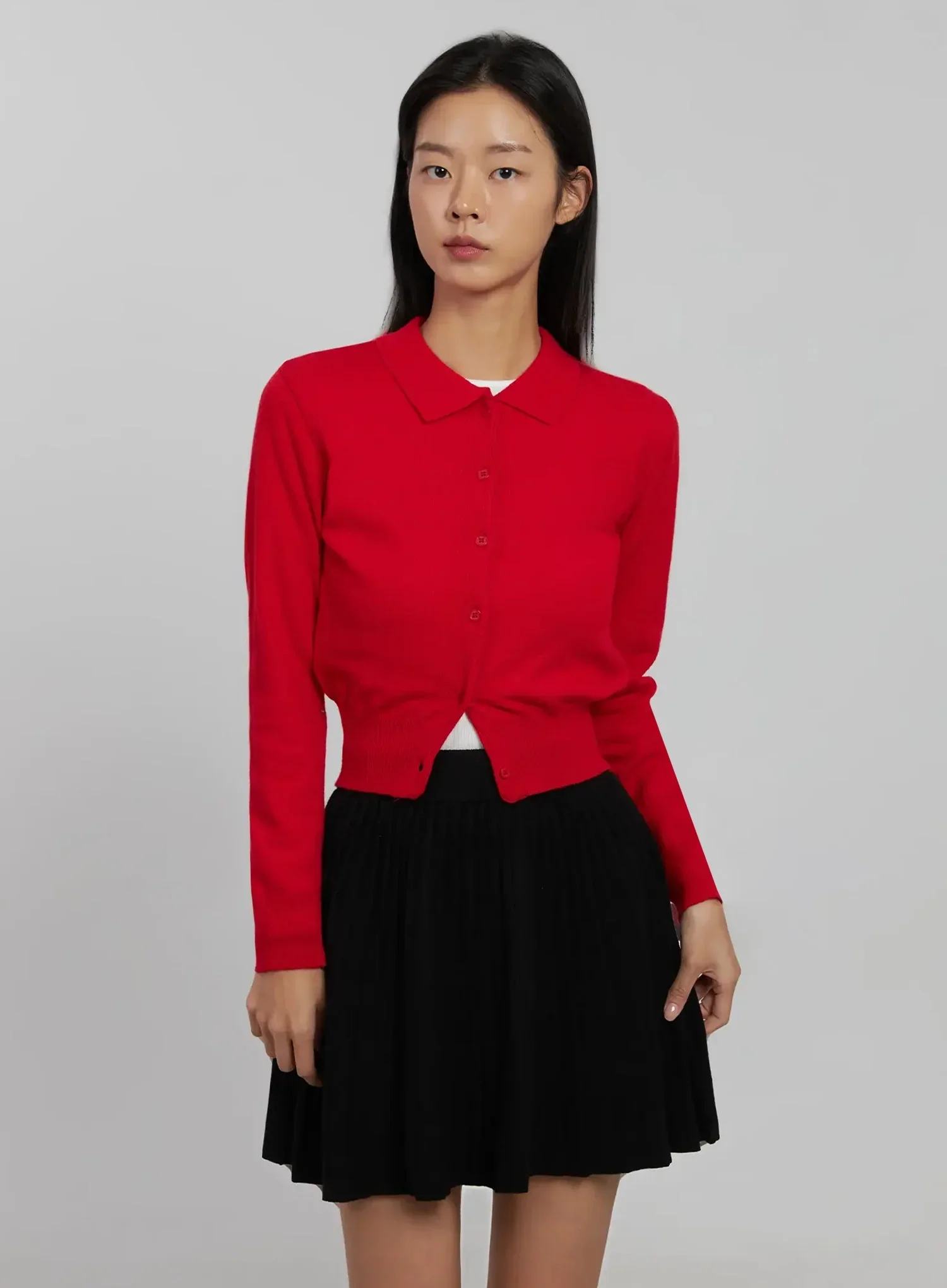 Collar Crop Cardigan IJ508 - Image 2