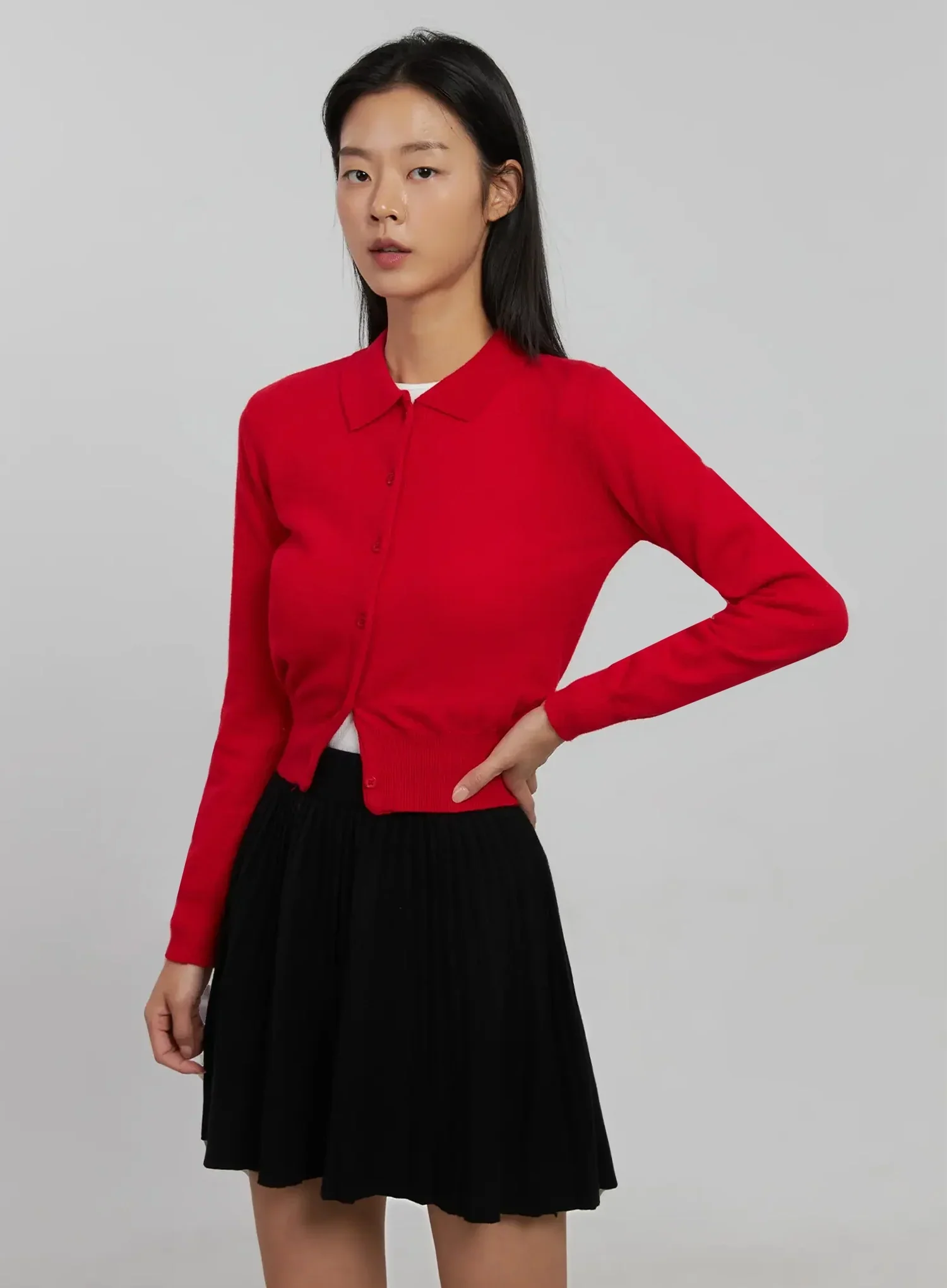 Collar Crop Cardigan IJ508 - Image 3