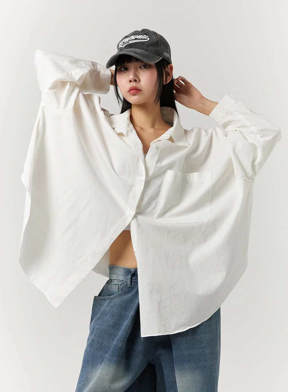 Collar Solid Button Long Sleeve Blouse CJ405 - Image 4