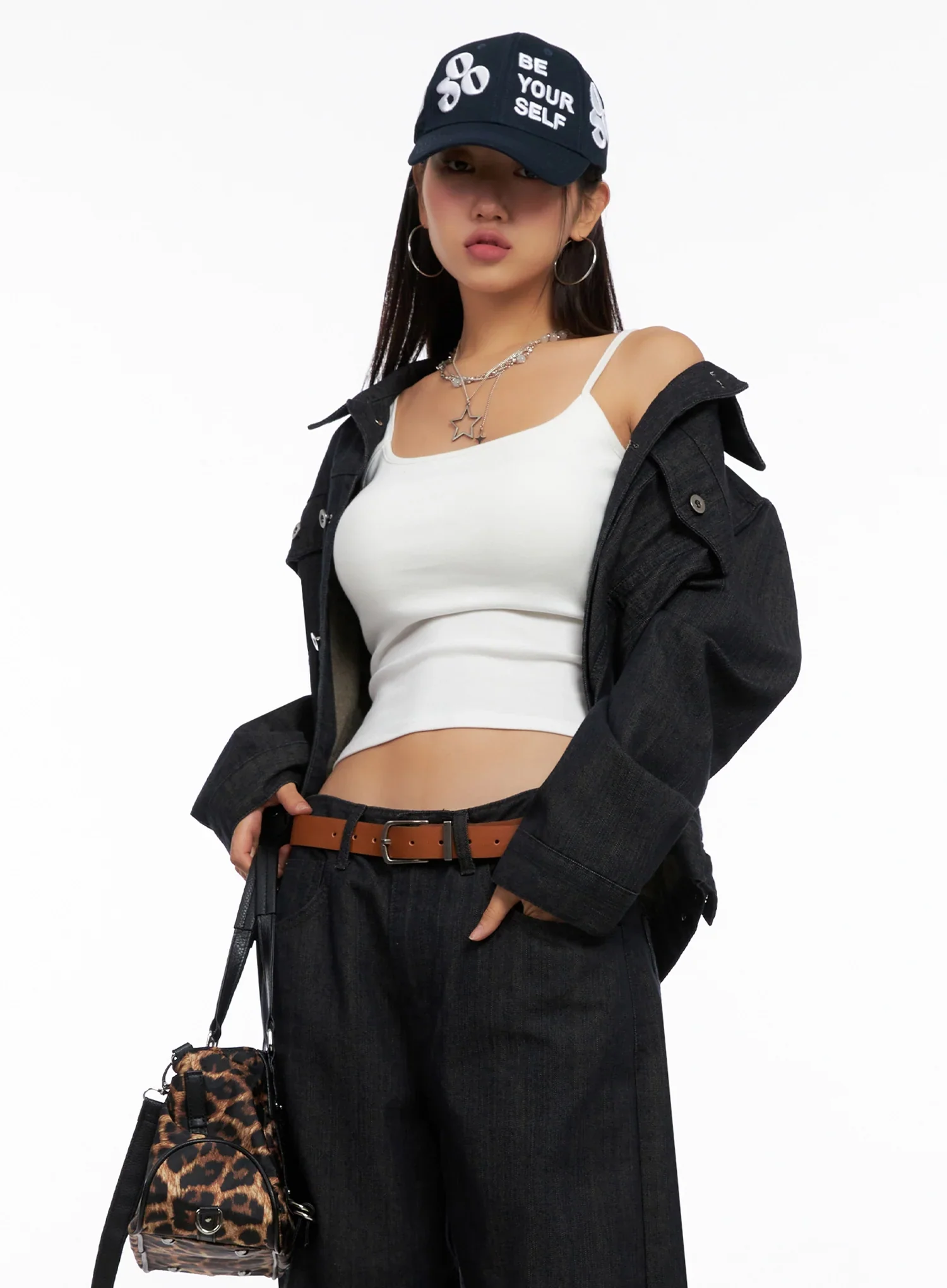 Collared Button-Up Denim Jacket IG527