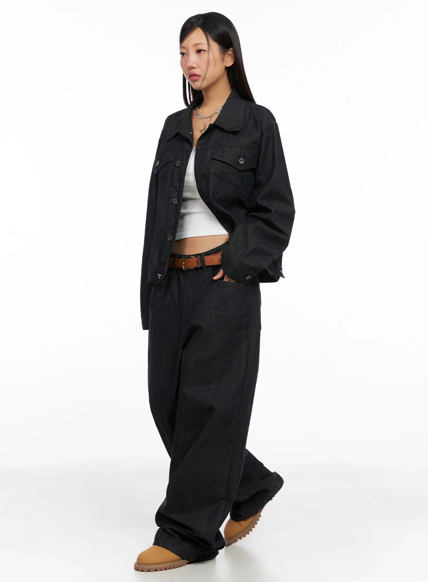 Collared Button-Up Denim Jacket IG527 - Image 8