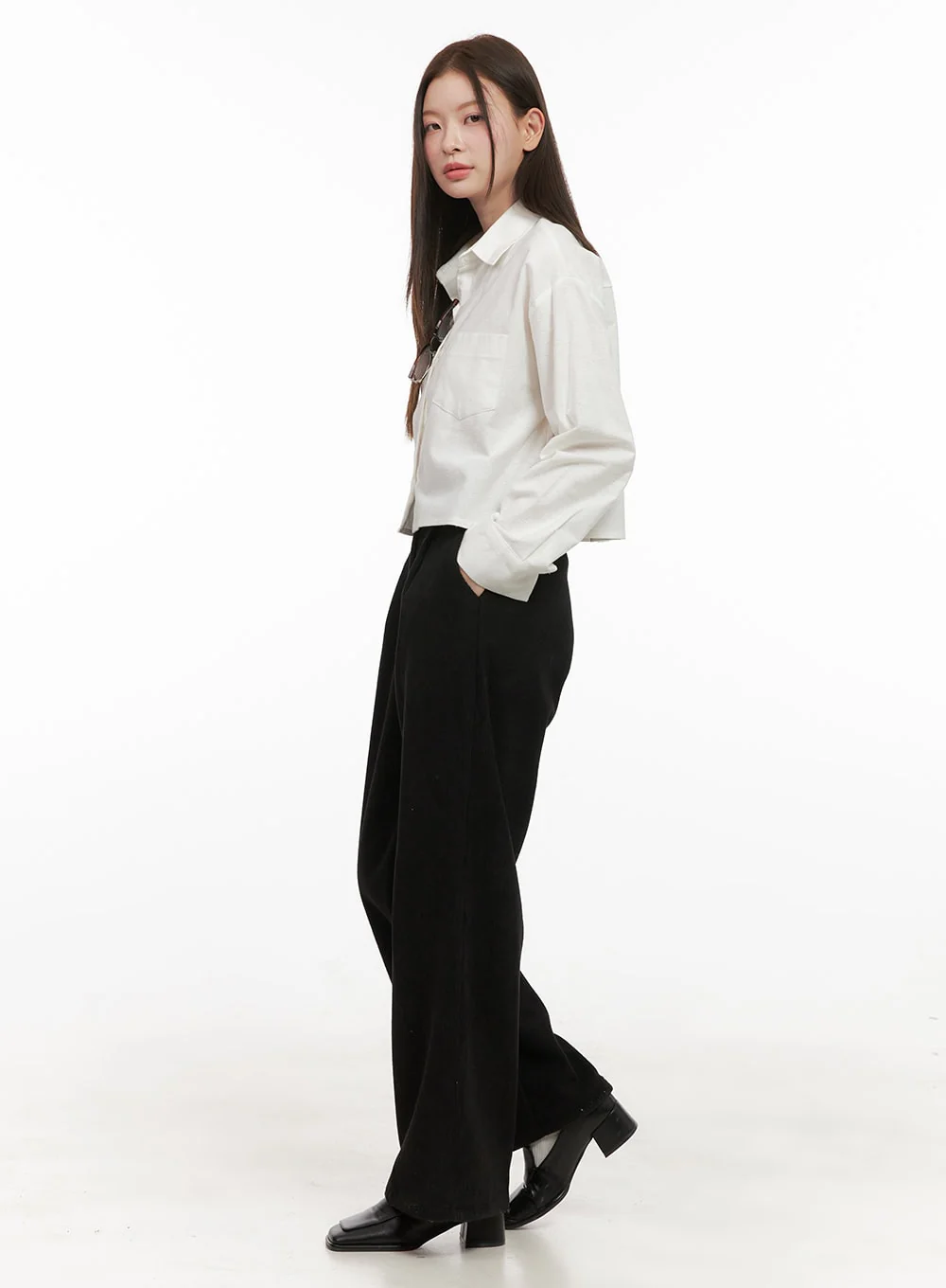 Collared Cropped Button-Down OD412 - Image 3