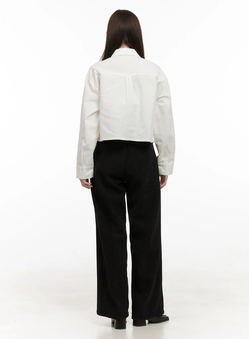 Collared Cropped Button-Down OD412 - Image 4