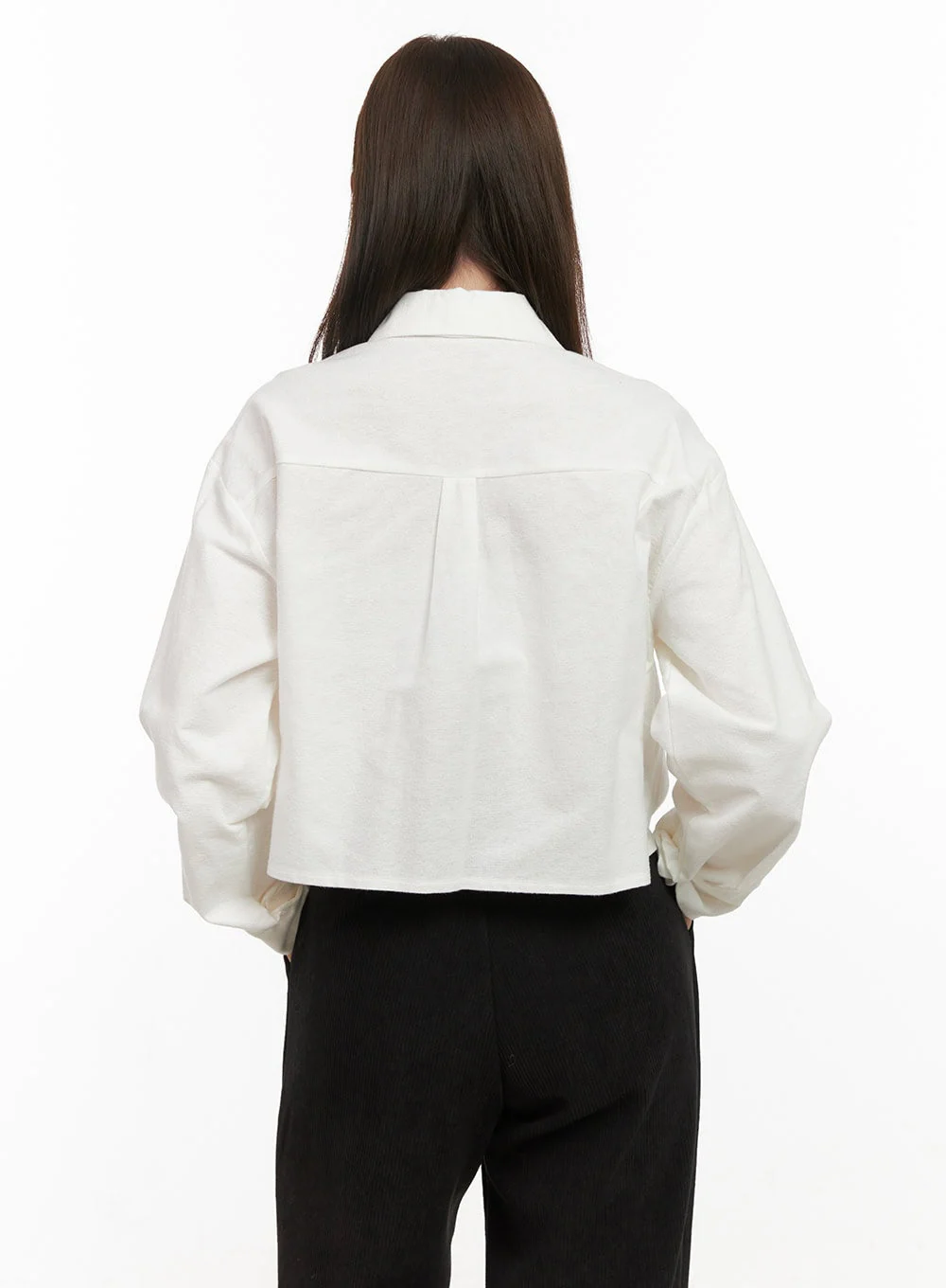 Collared Cropped Button-Down OD412 - Image 7