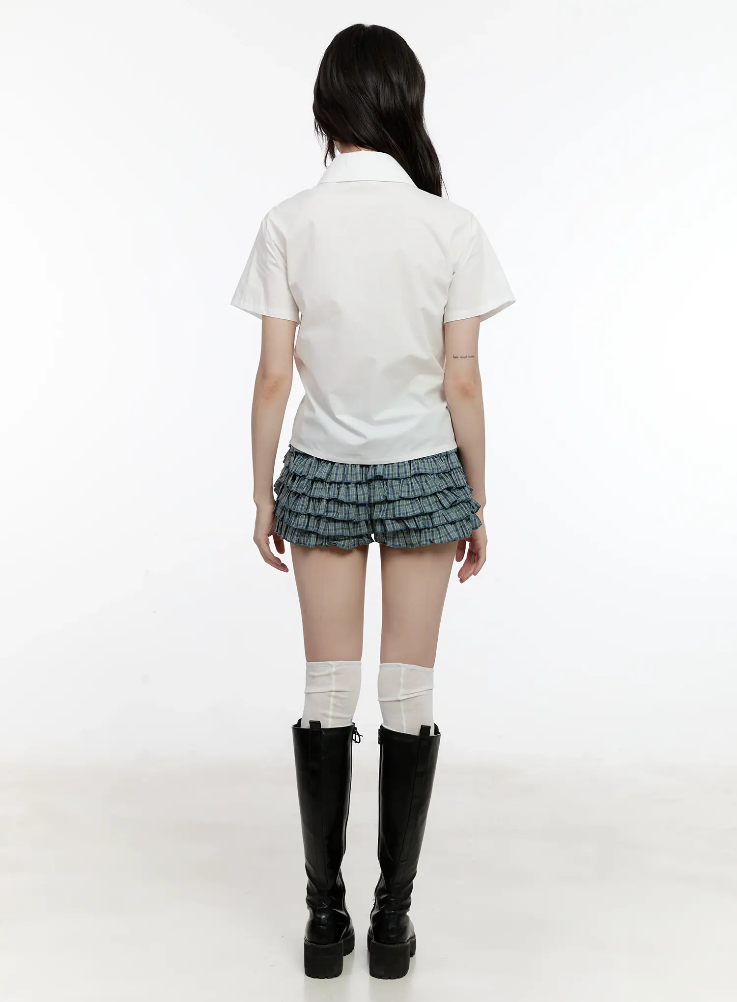 Collared Pintuck Button-Up Top CL504 - Image 8