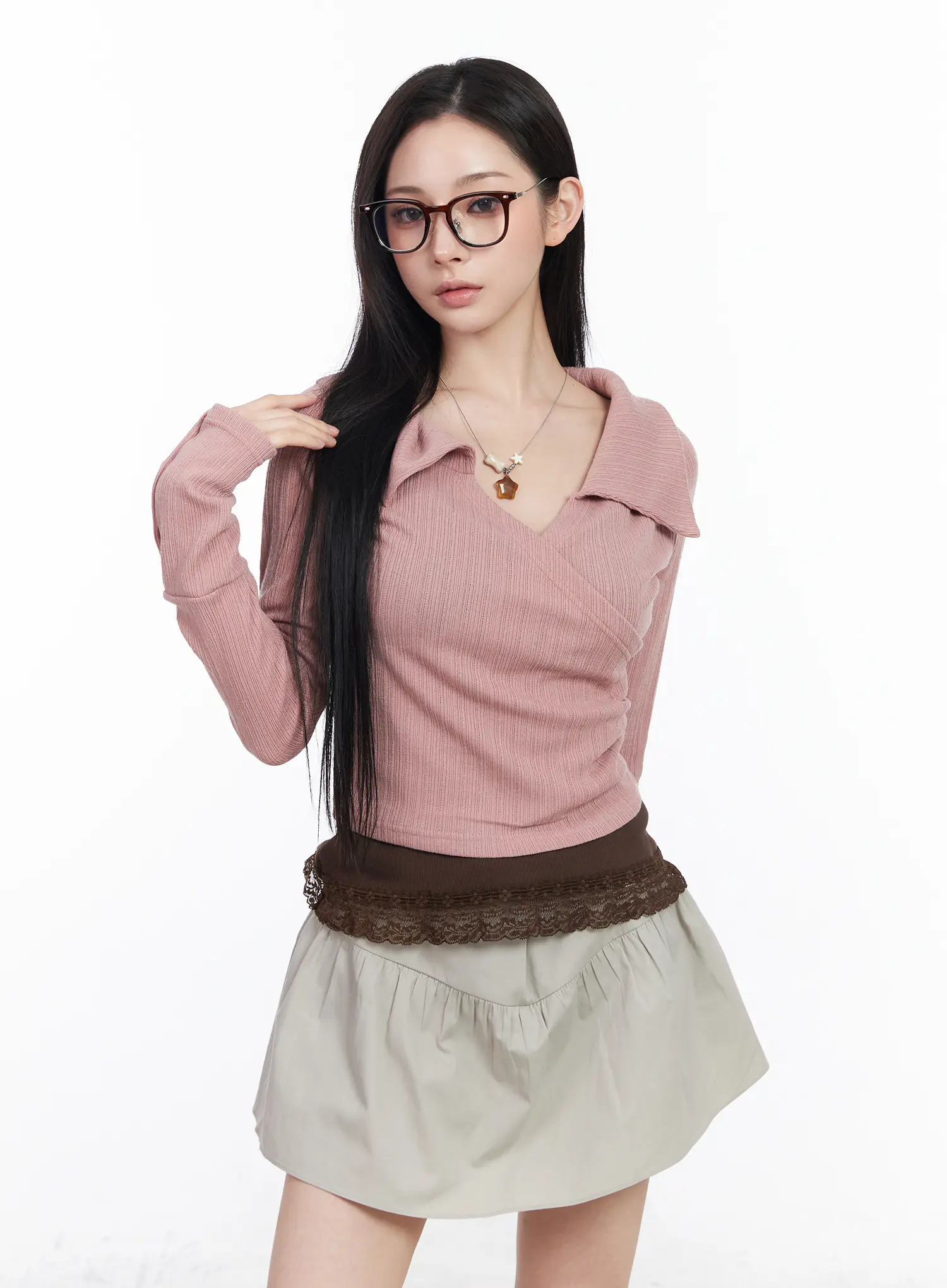 Collared Wrap Knit Top CM518 - Image 10