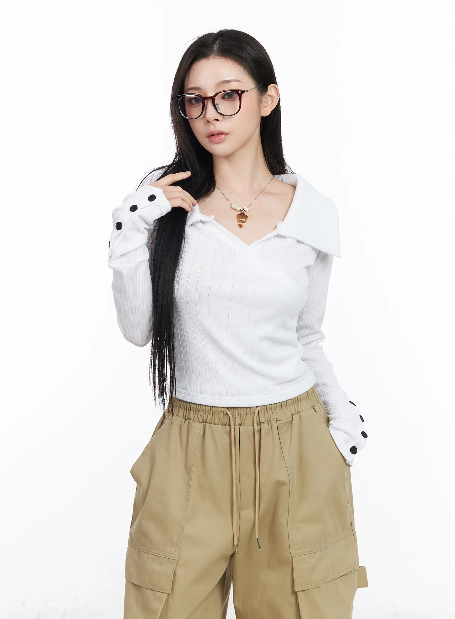 Collared Wrap Knit Top CM518 - Image 11