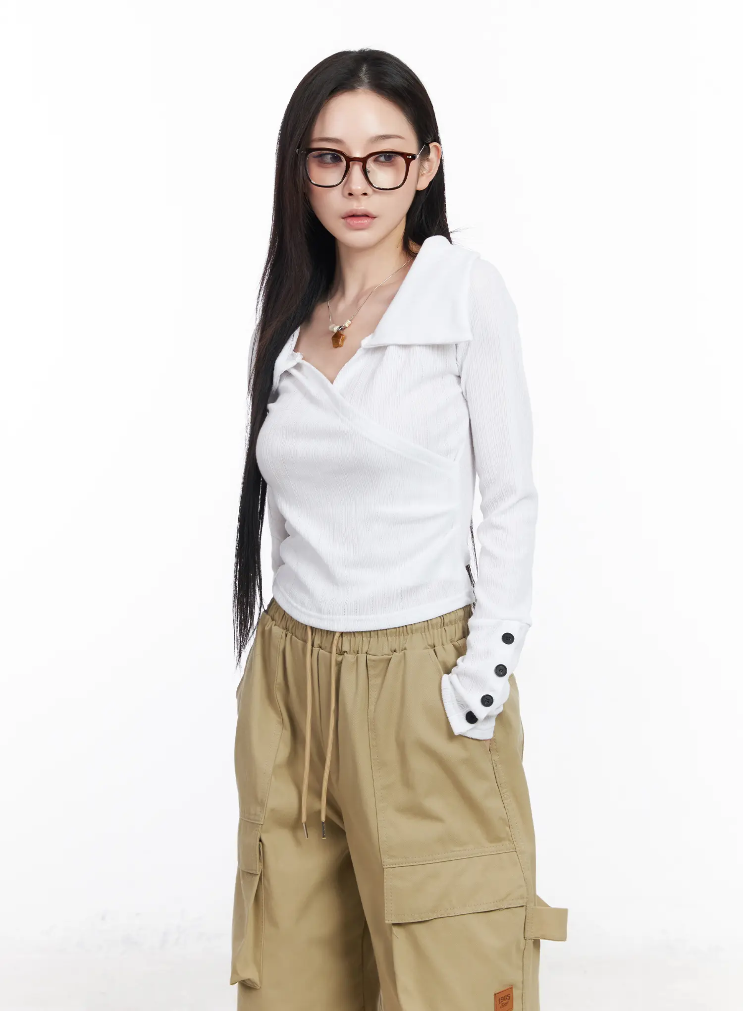 Collared Wrap Knit Top CM518 - Image 2