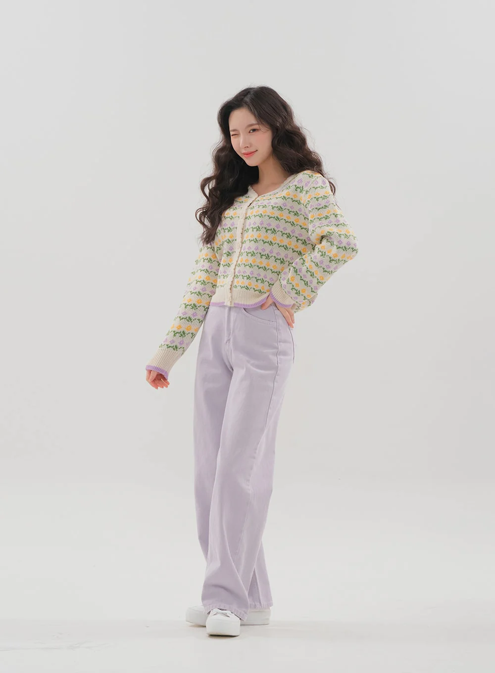 Color Wide Leg Pants B1801 - Image 11