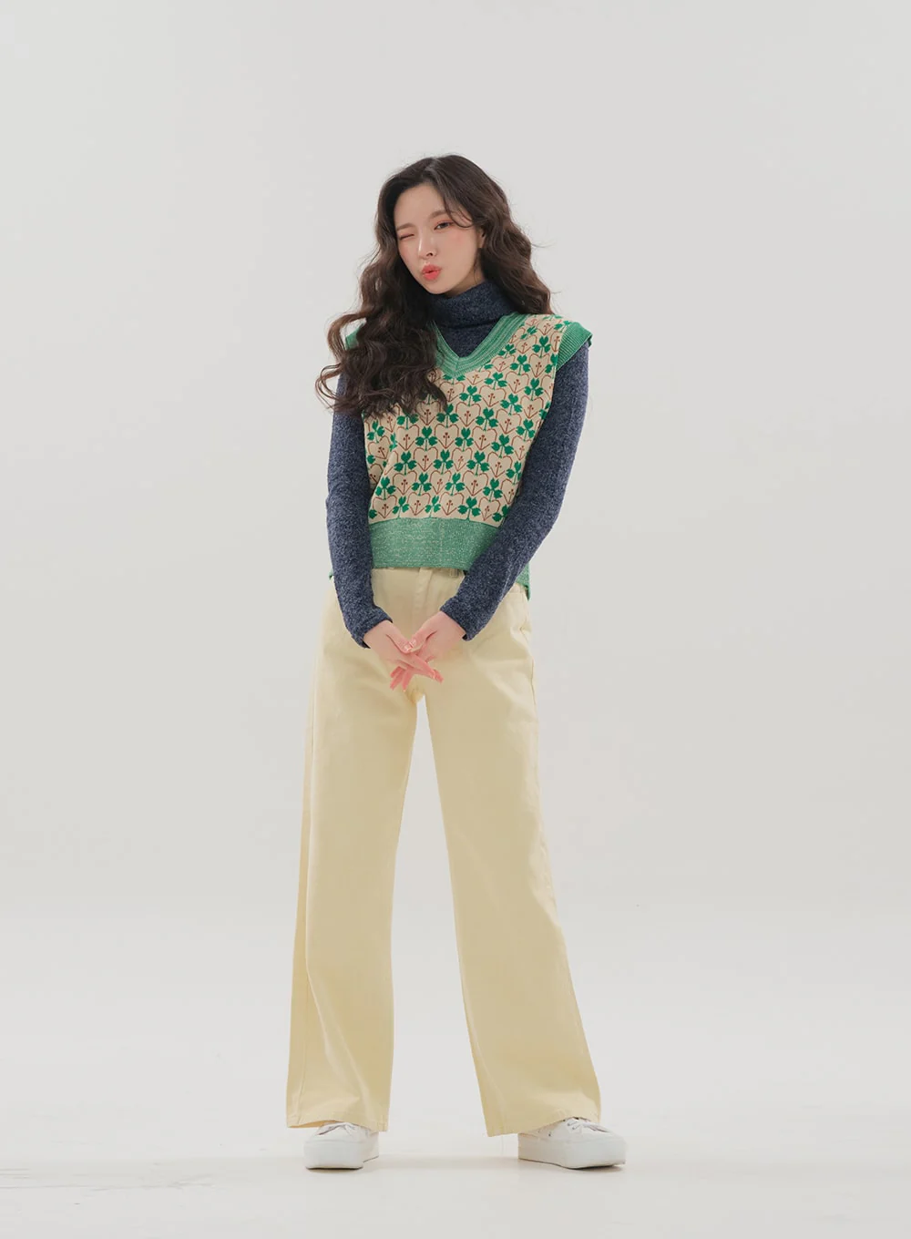 Color Wide Leg Pants B1801 - Image 3