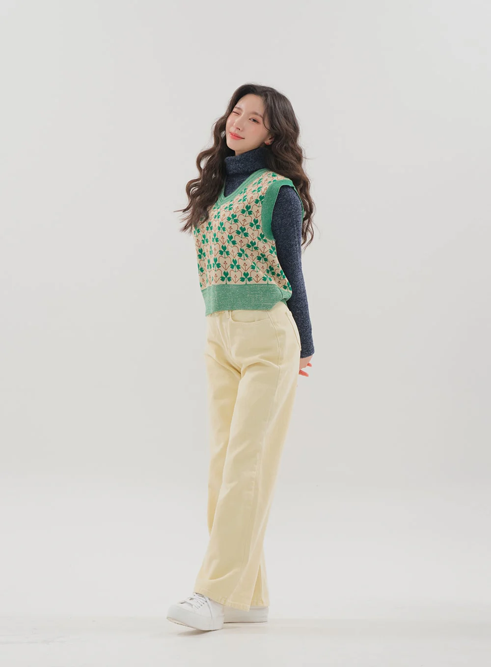 Color Wide Leg Pants B1801 - Image 4