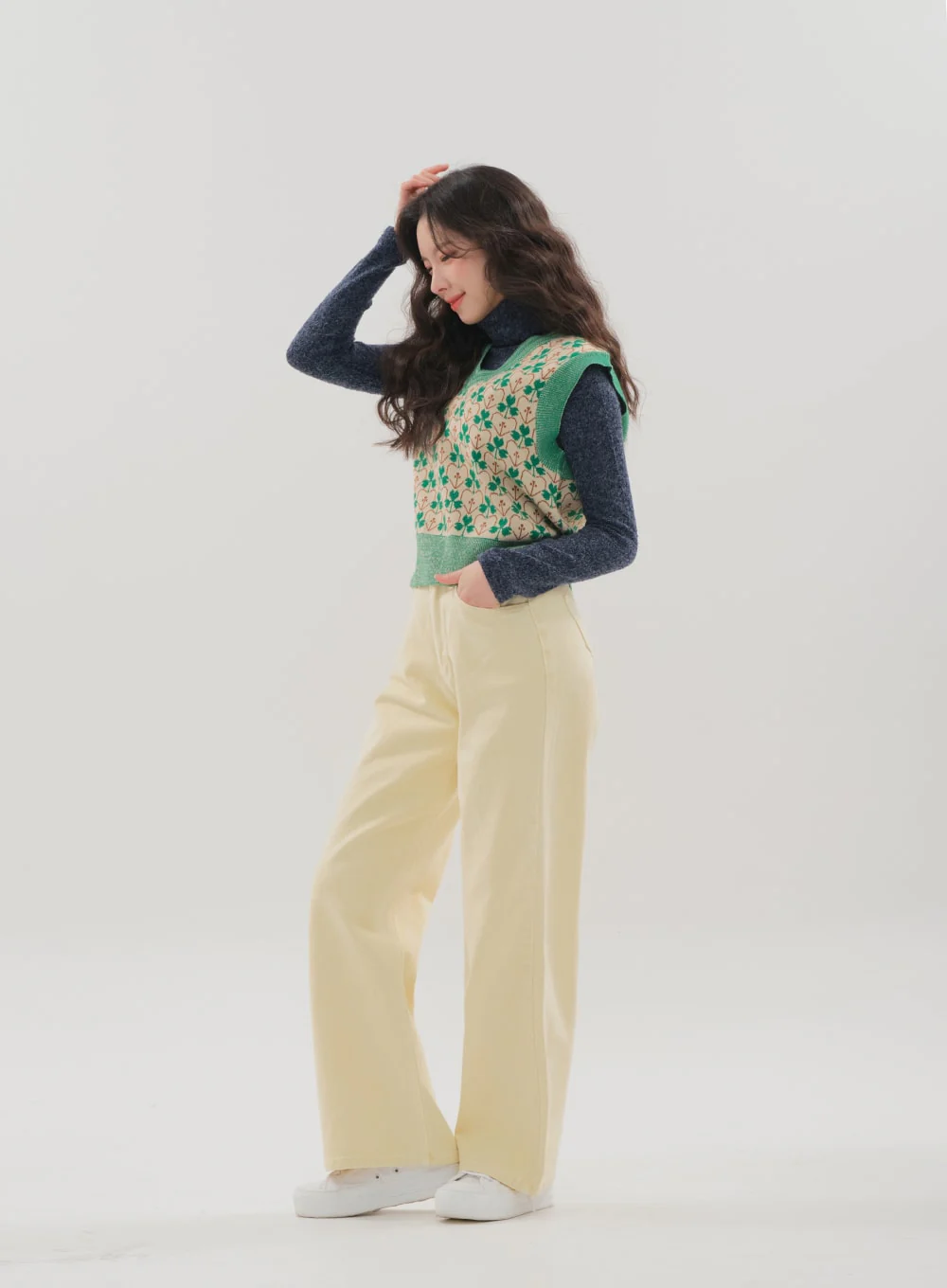 Color Wide Leg Pants B1801 - Image 5