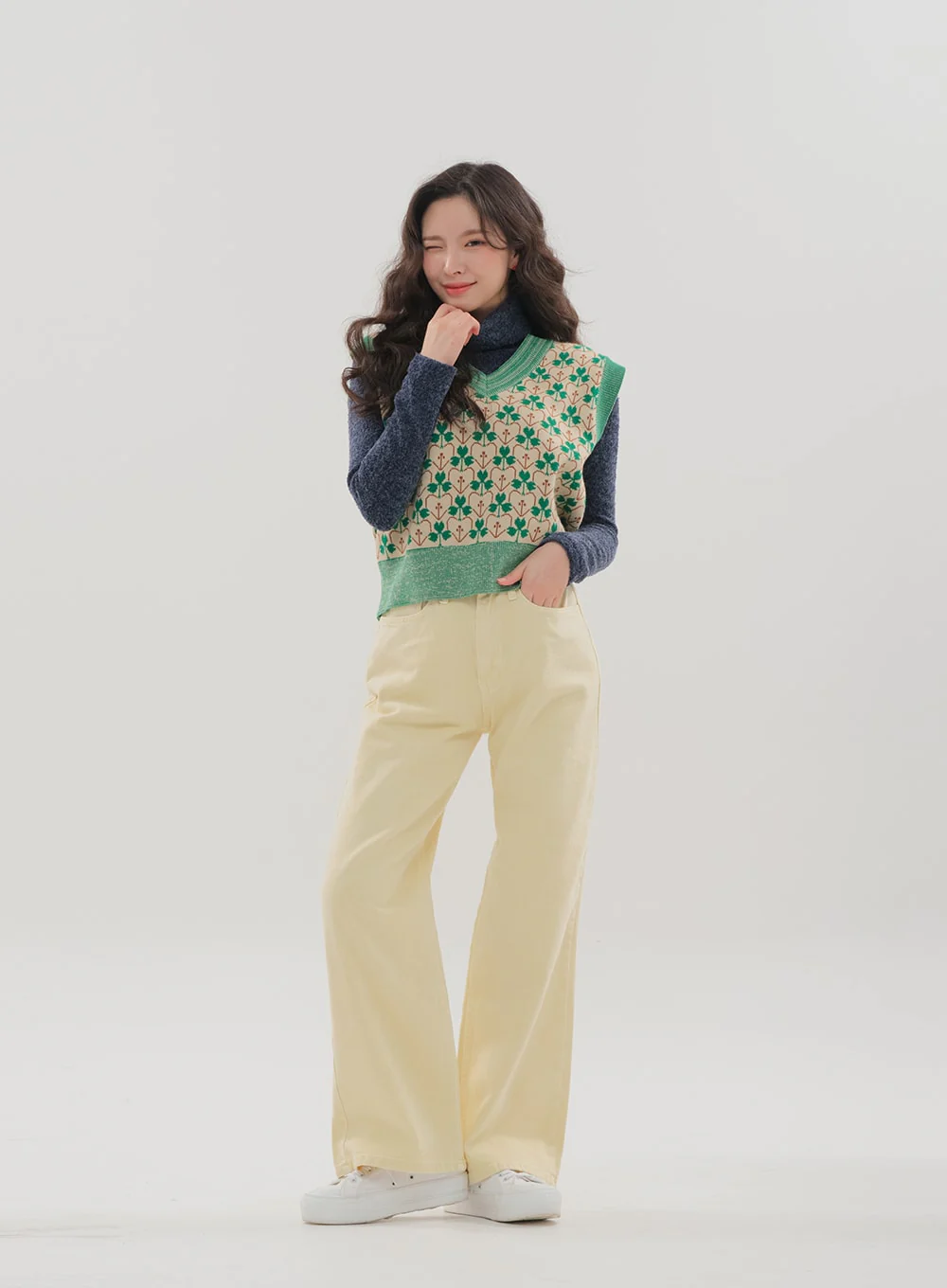 Color Wide Leg Pants B1801 - Image 7