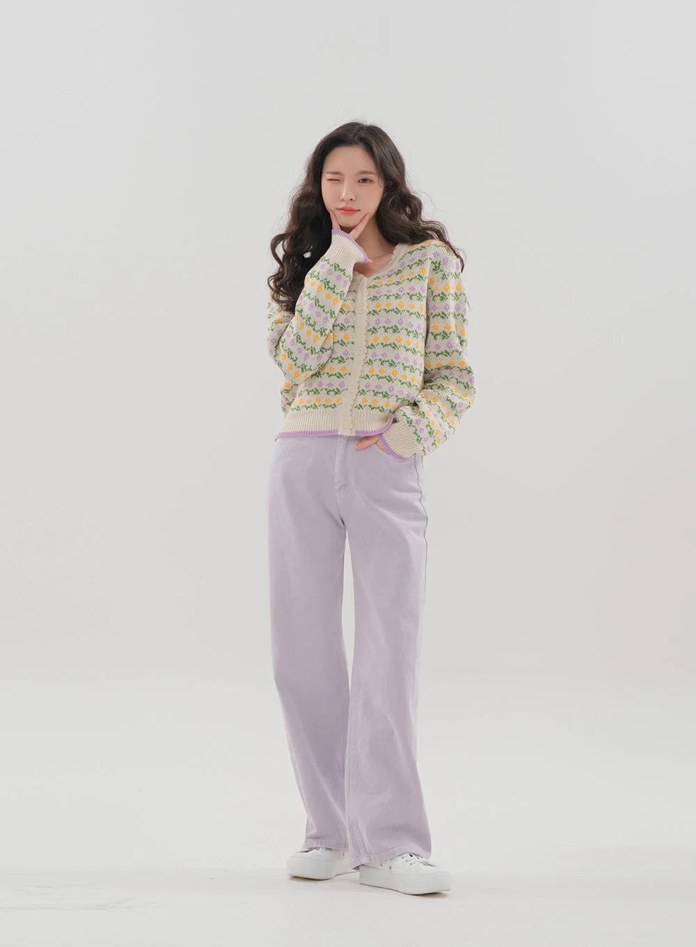 Color Wide Leg Pants B1801 - Image 8
