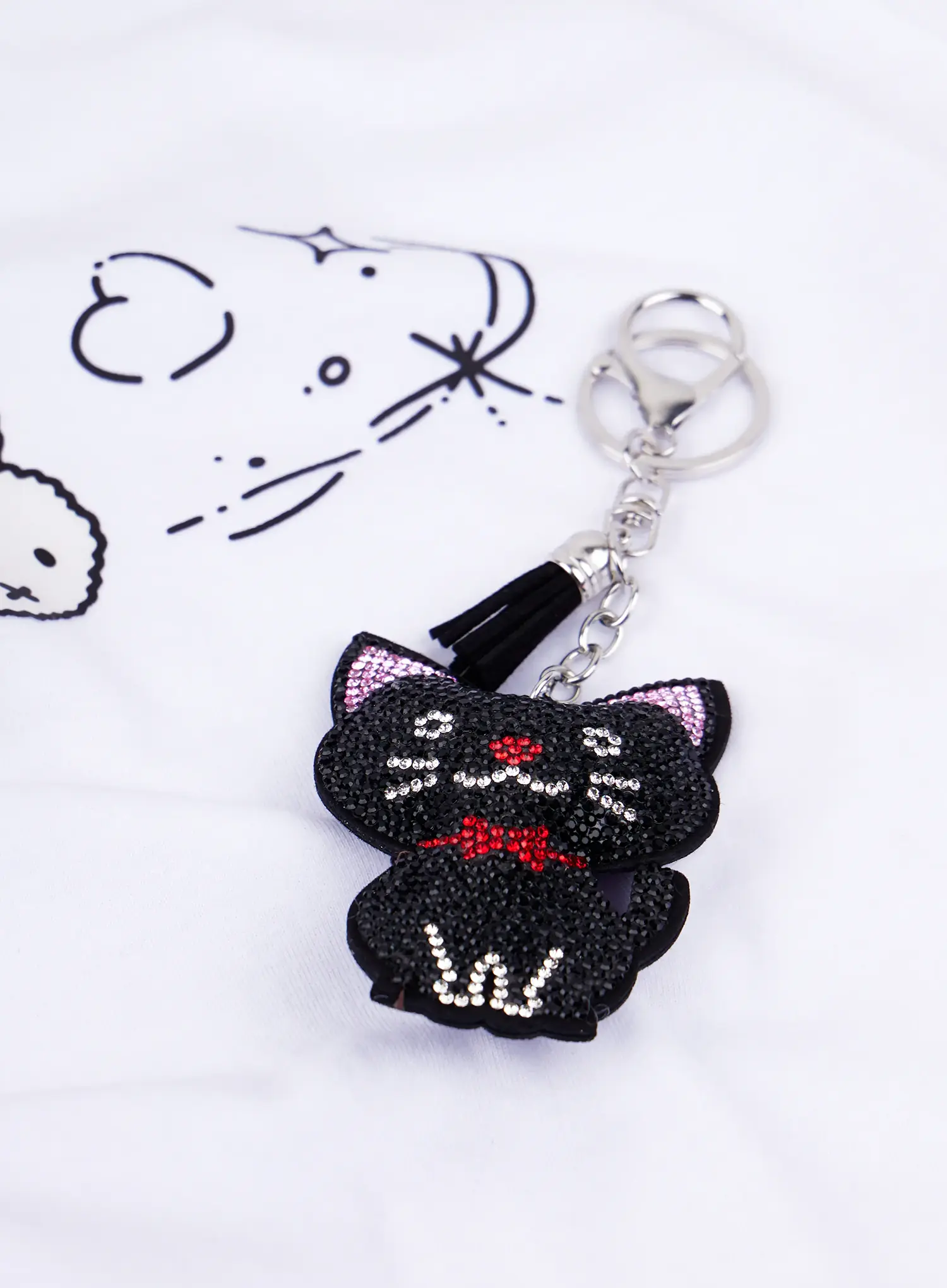 Colorful Rhinestone Ribbon Character Keychain IA524 - Image 3