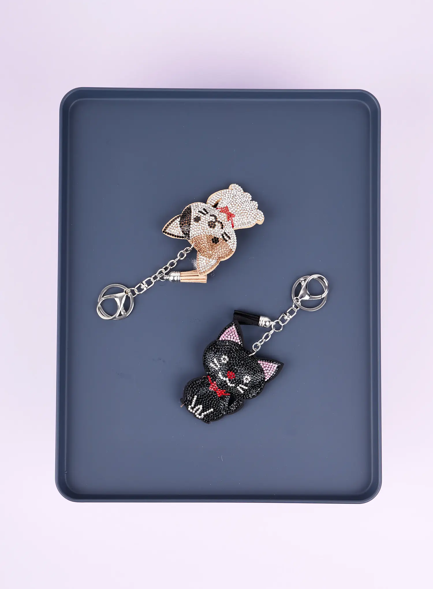 Colorful Rhinestone Ribbon Character Keychain IA524 - Image 4