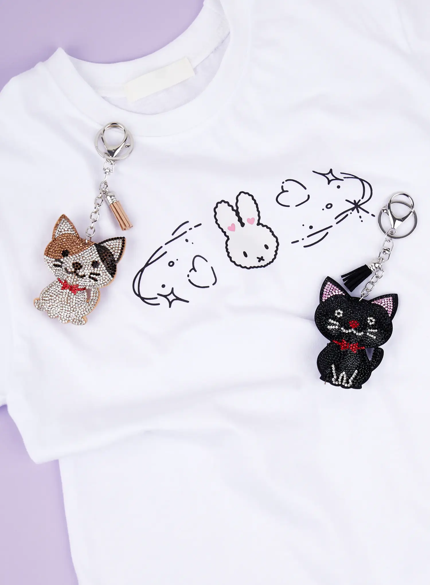 Colorful Rhinestone Ribbon Character Keychain IA524 - Image 5