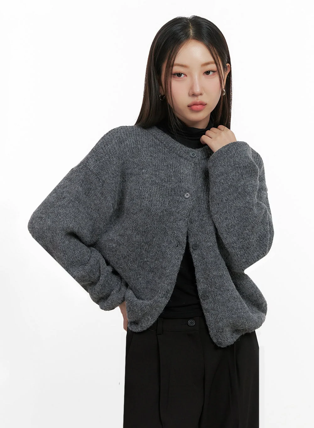 ComfyRound Neck Sweater Cardigan IN415 - Image 4