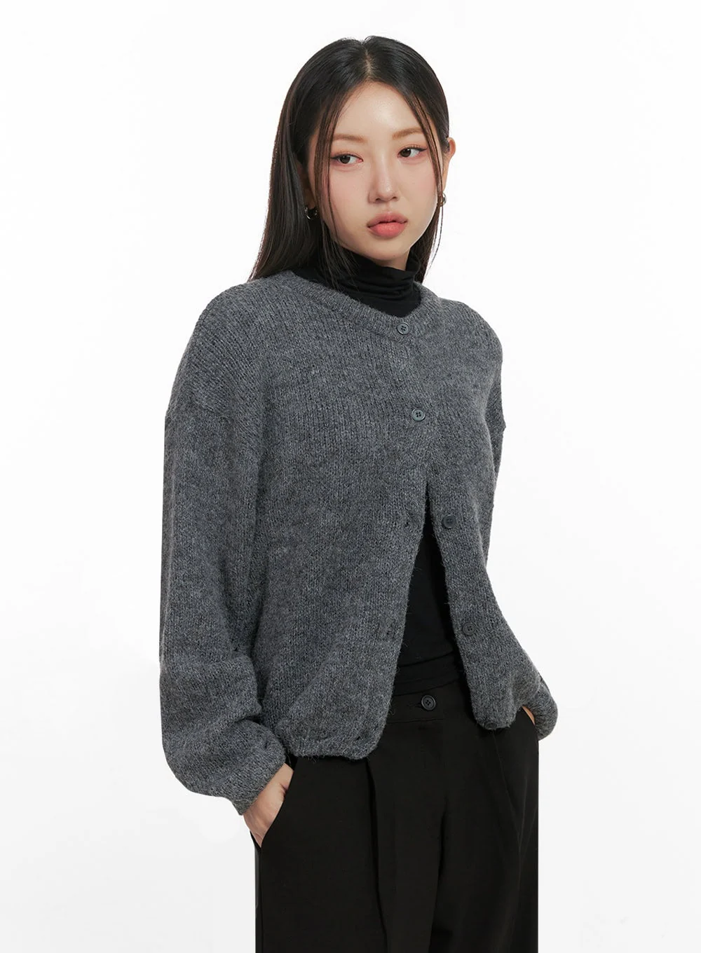 ComfyRound Neck Sweater Cardigan IN415 - Image 7