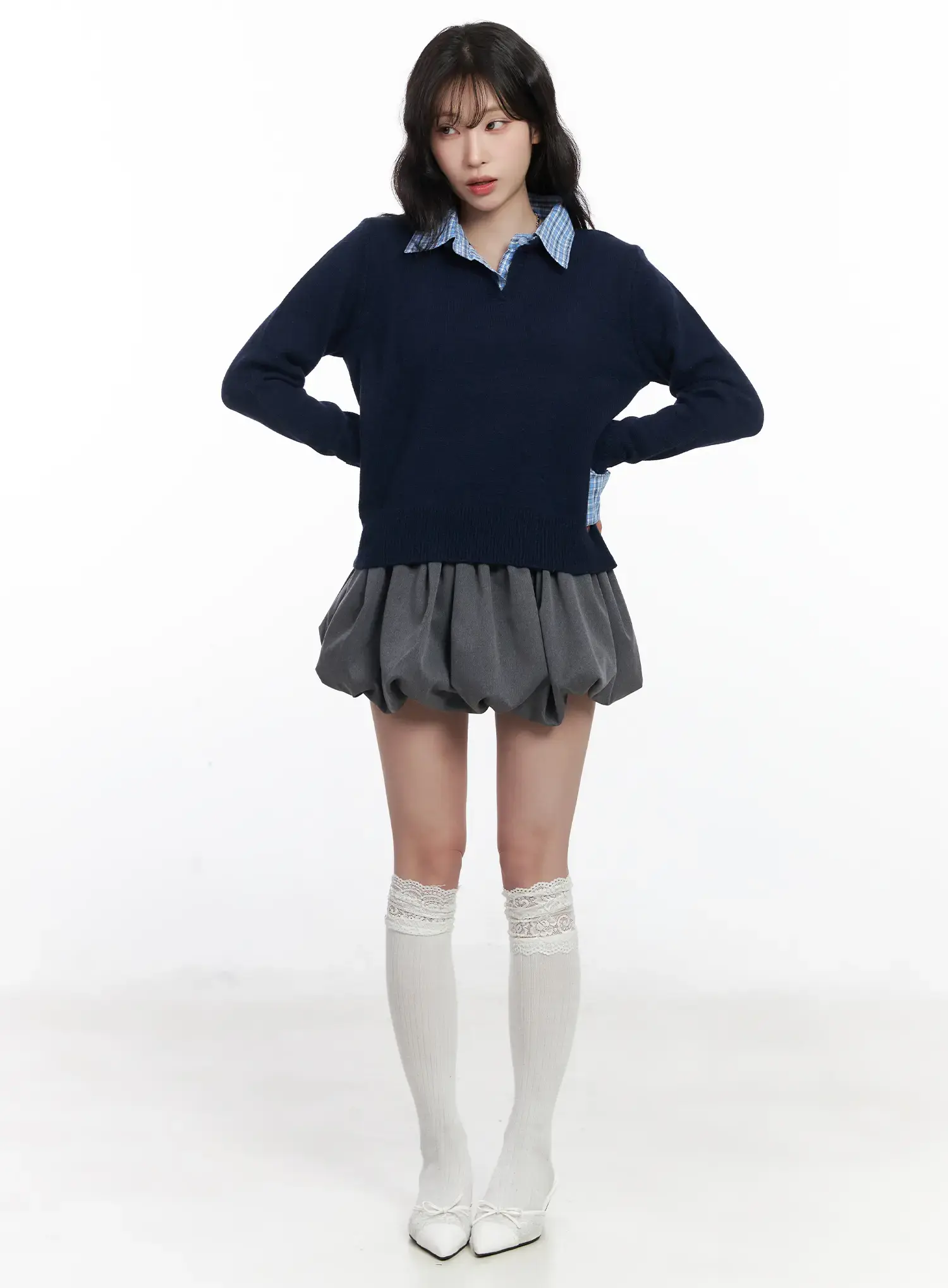 Contrast Collar Knit Sweater CJ527 - Image 3