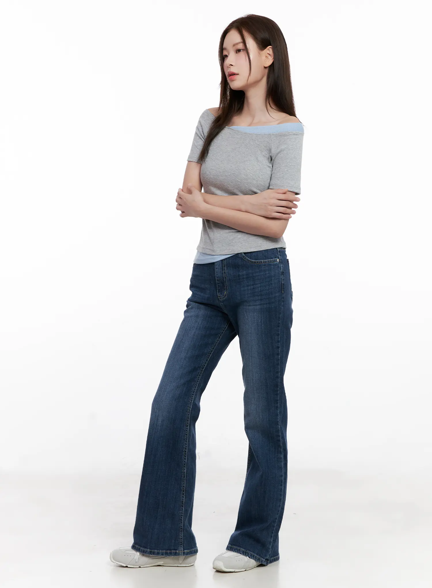 Contrast Off-Shoulder Short-Sleeve Tee CL524 - Image 5
