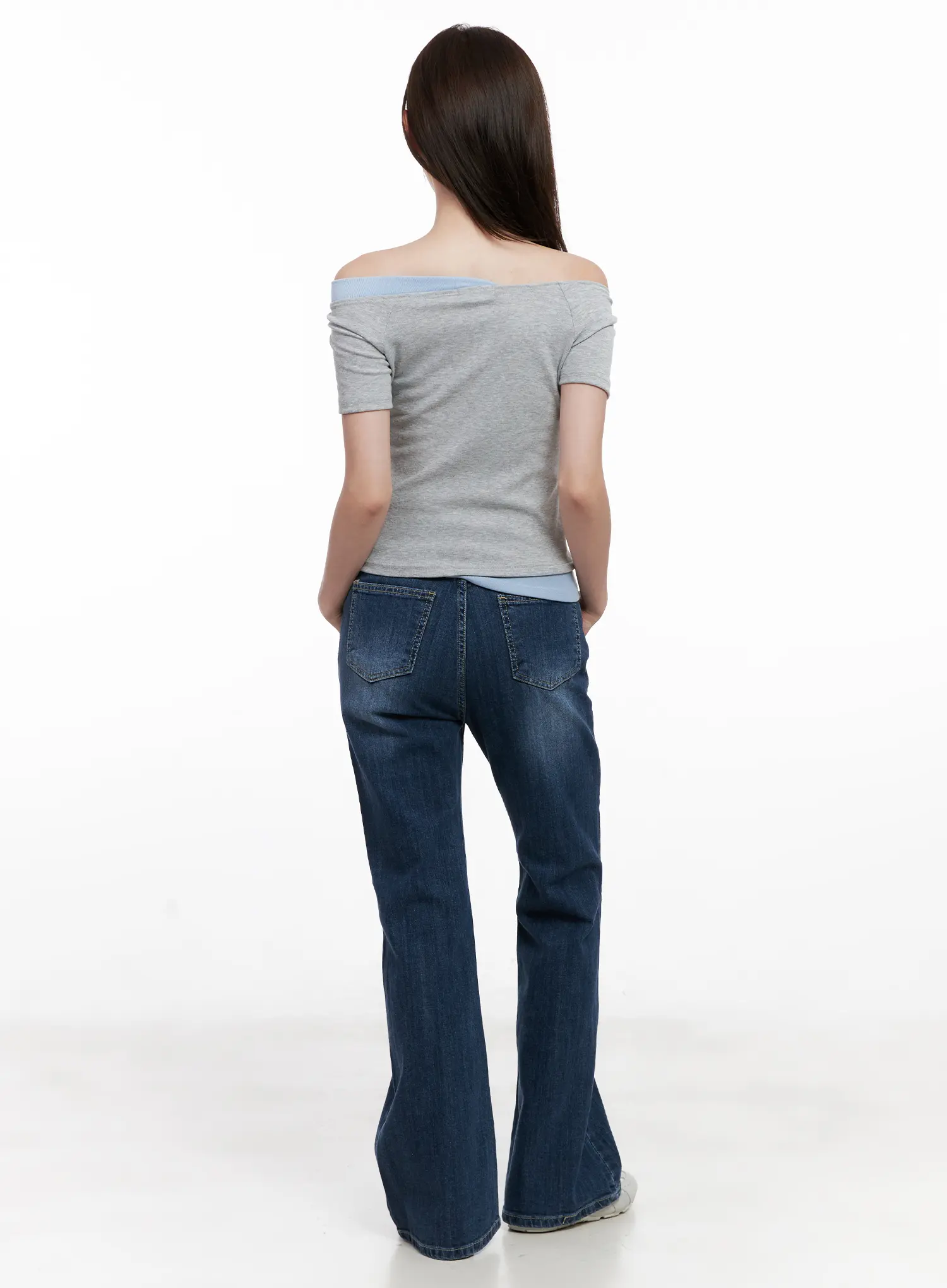 Contrast Off-Shoulder Short-Sleeve Tee CL524 - Image 7