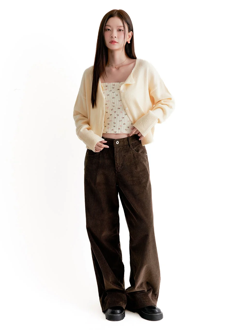 Corduroy Wide-Fit Trousers ON422 - Image 3