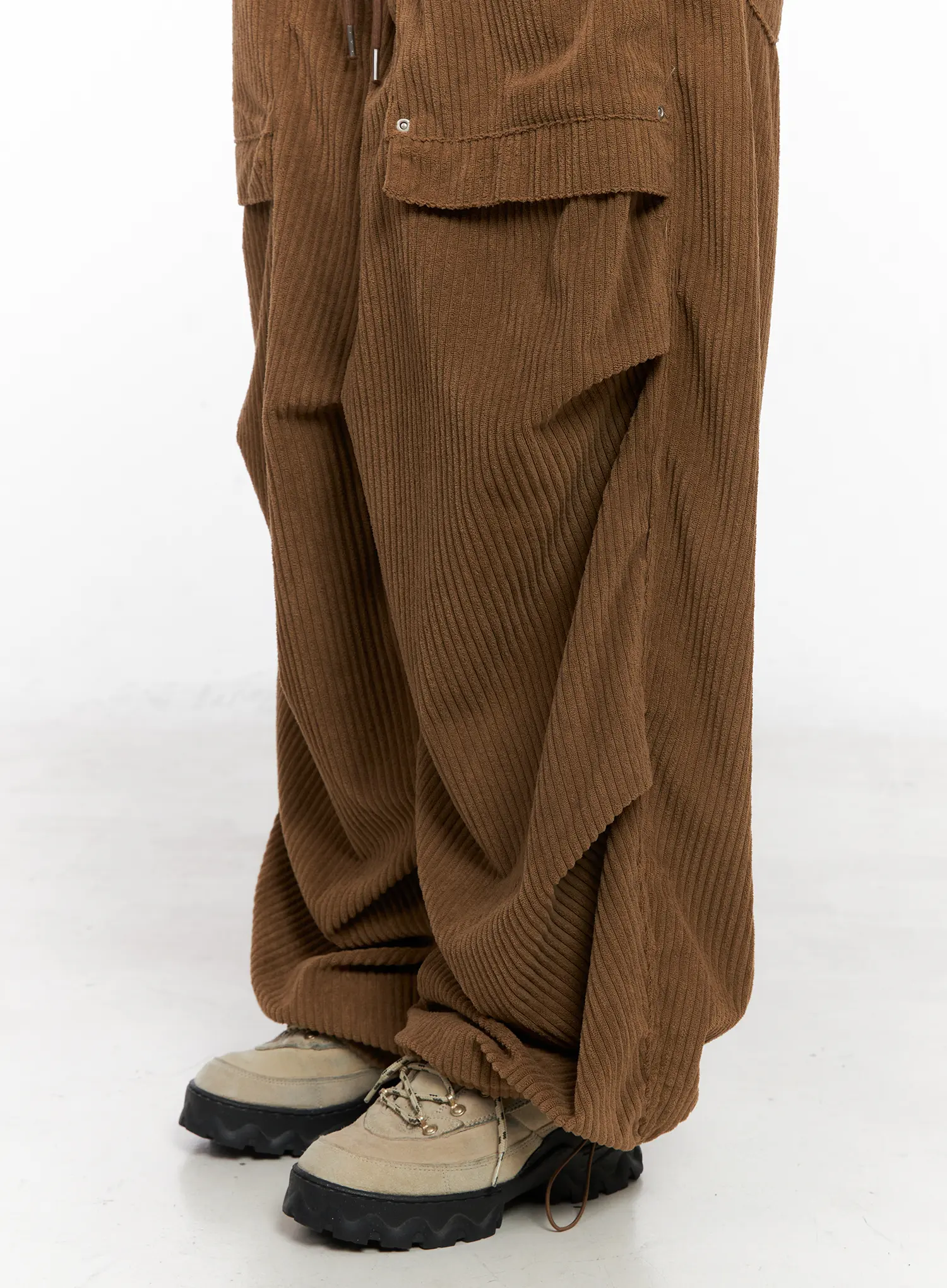 Corduroy Wide-Leg Cargo Pants CN512 - Image 11