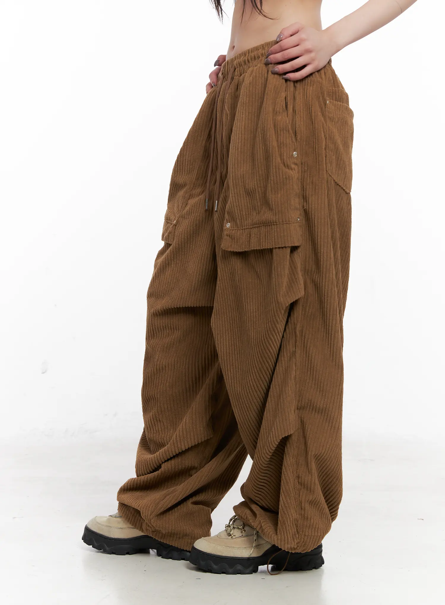 Corduroy Wide-Leg Cargo Pants CN512 - Image 6