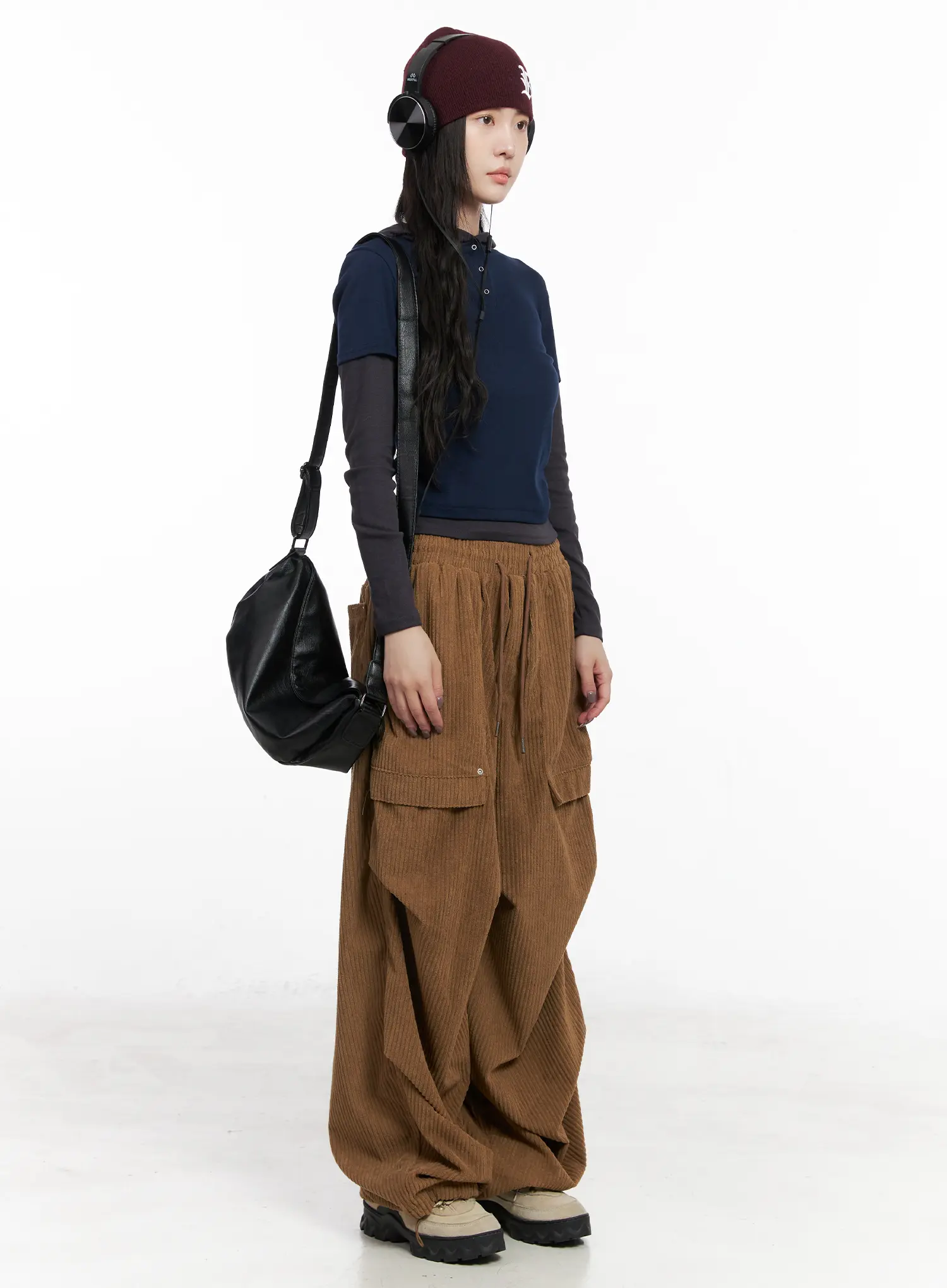 Corduroy Wide-Leg Cargo Pants CN512 - Image 8
