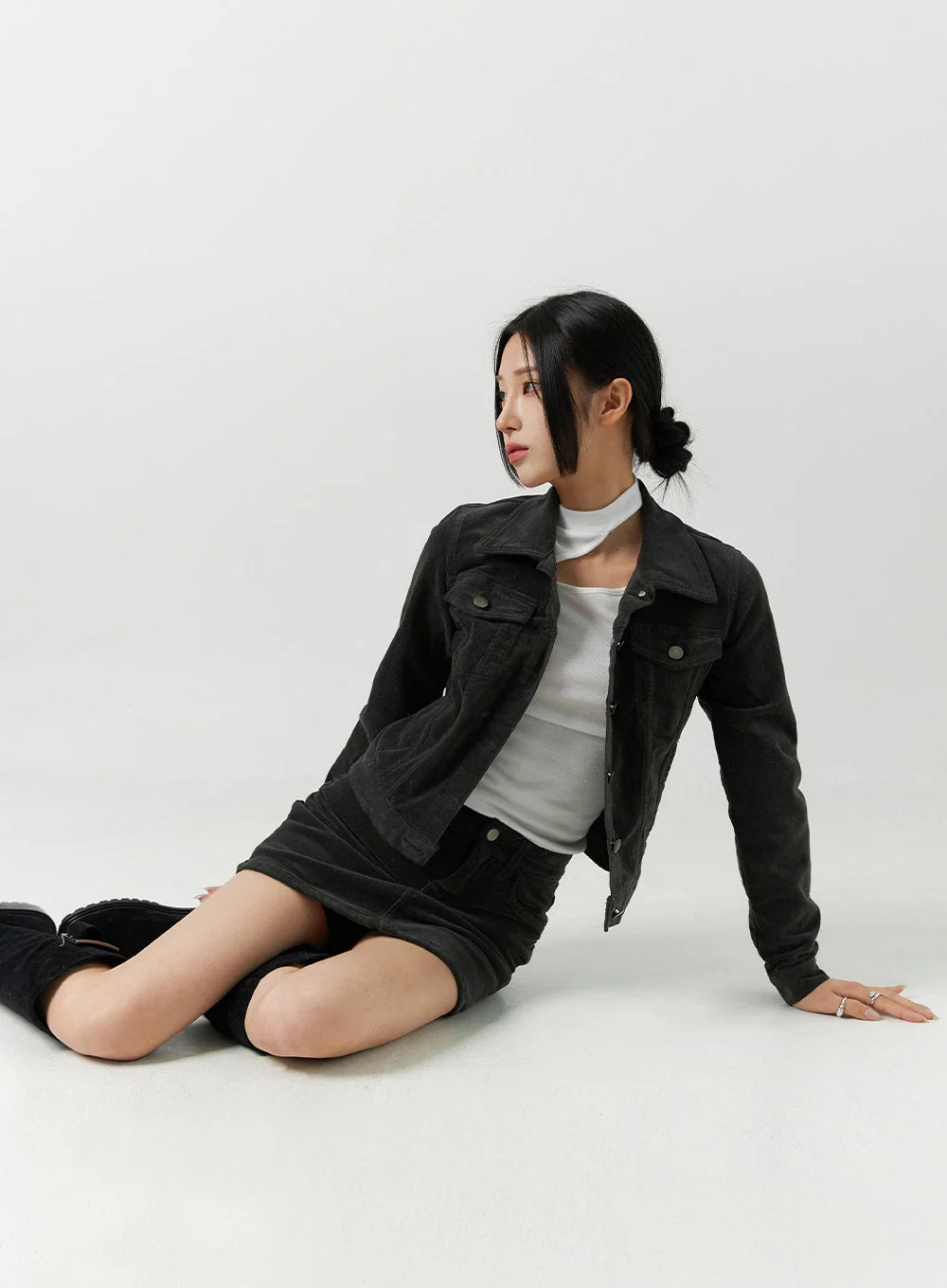 Cotton Blend Button Cropped Jacket CJ303 - Image 14