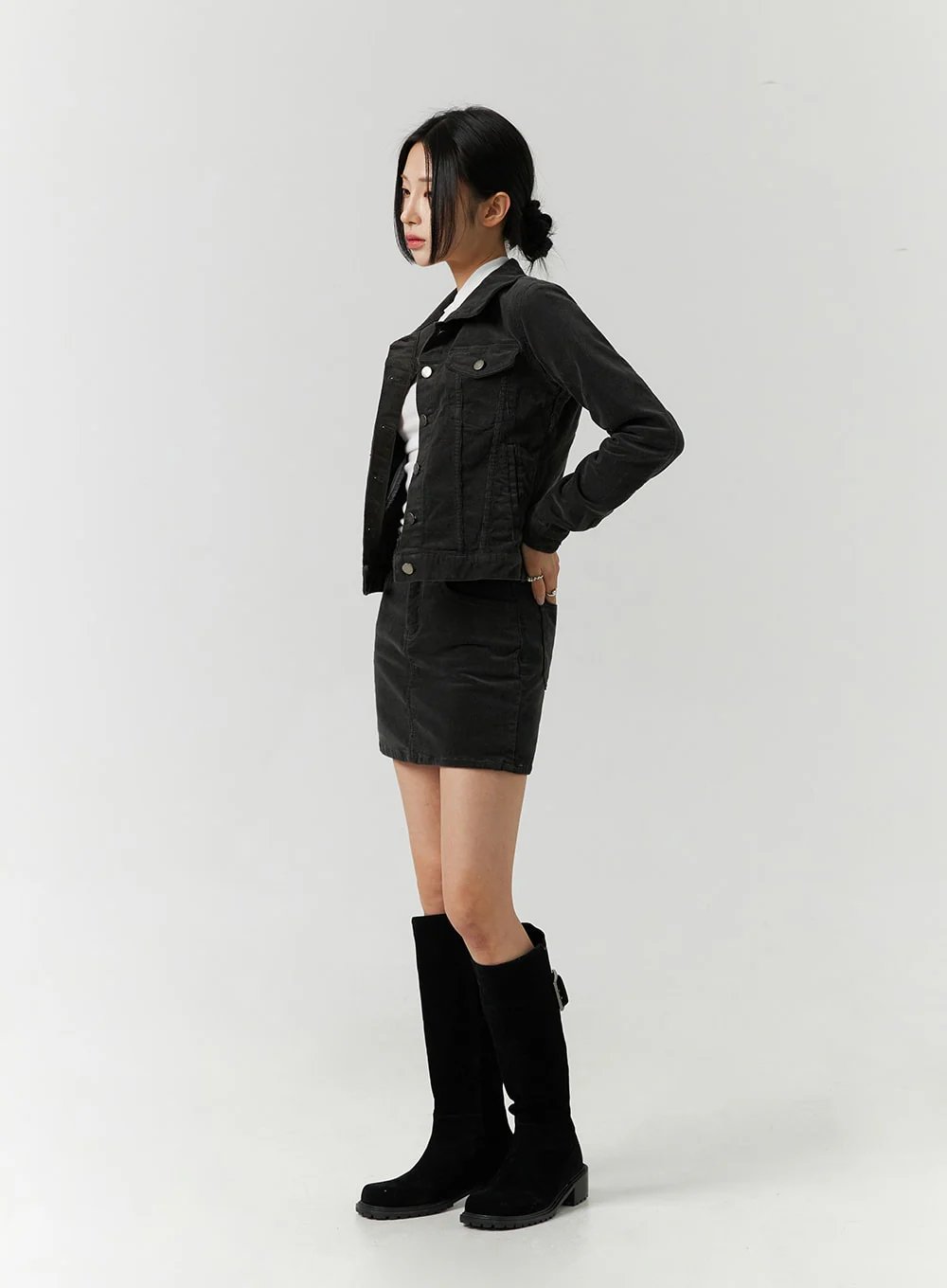 Cotton Blend Button Cropped Jacket CJ303 - Image 16