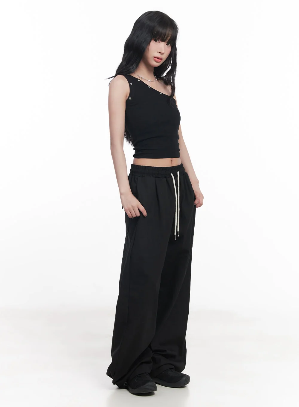 Cotton Buttoned Wide-Leg Pants CY527 - Image 5