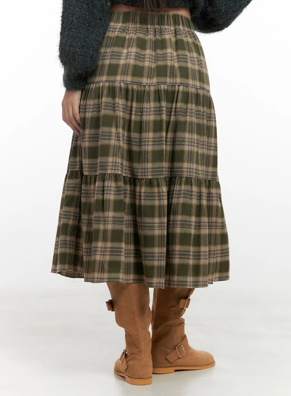 Cotton Check Print Maxi Skirt IN415 - Image 9